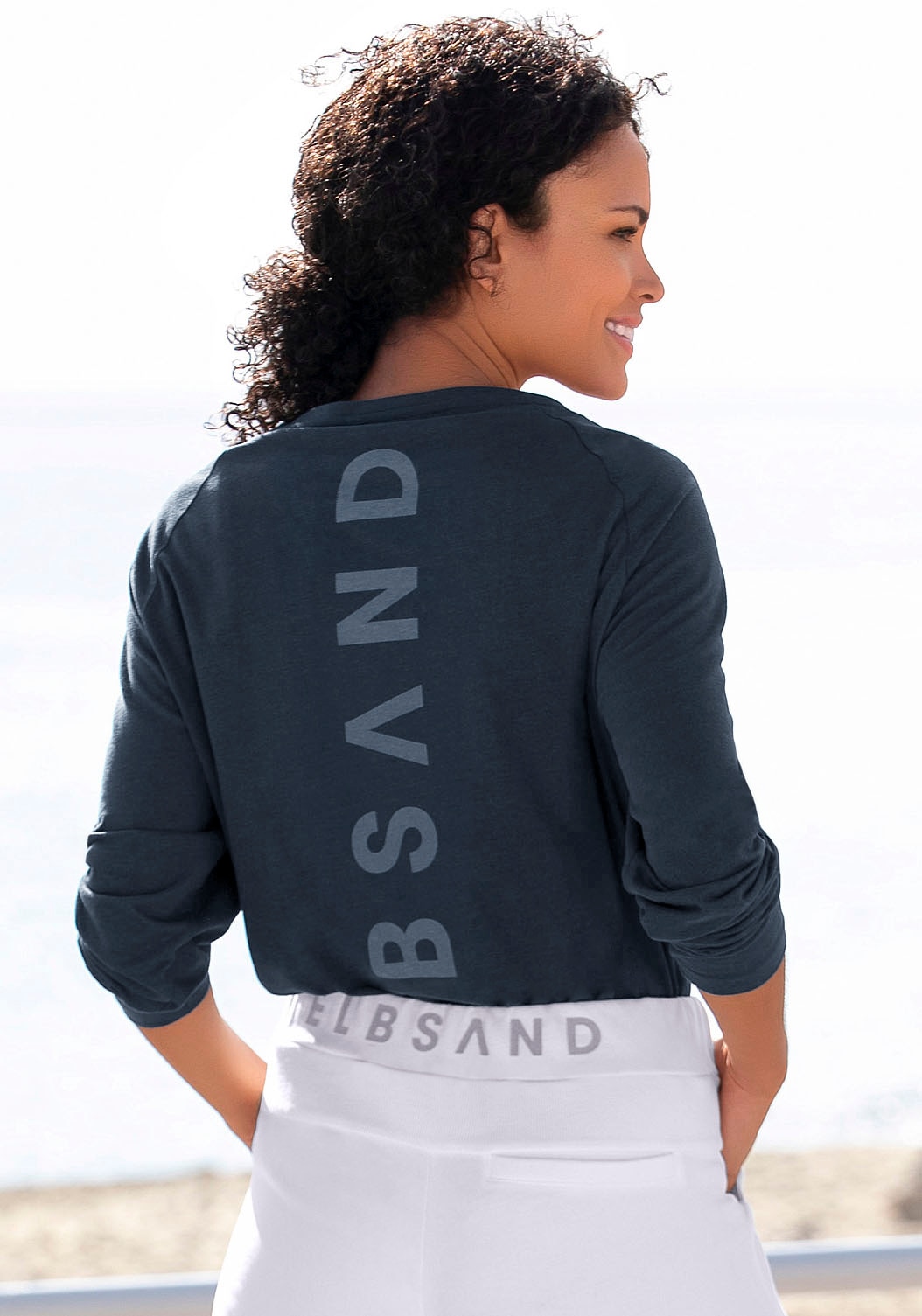 Elbsand Longsleeve "Tinna" mit Logodruck hinten, Langarmshirt aus Baumwoll-Mix, sportlich-casual