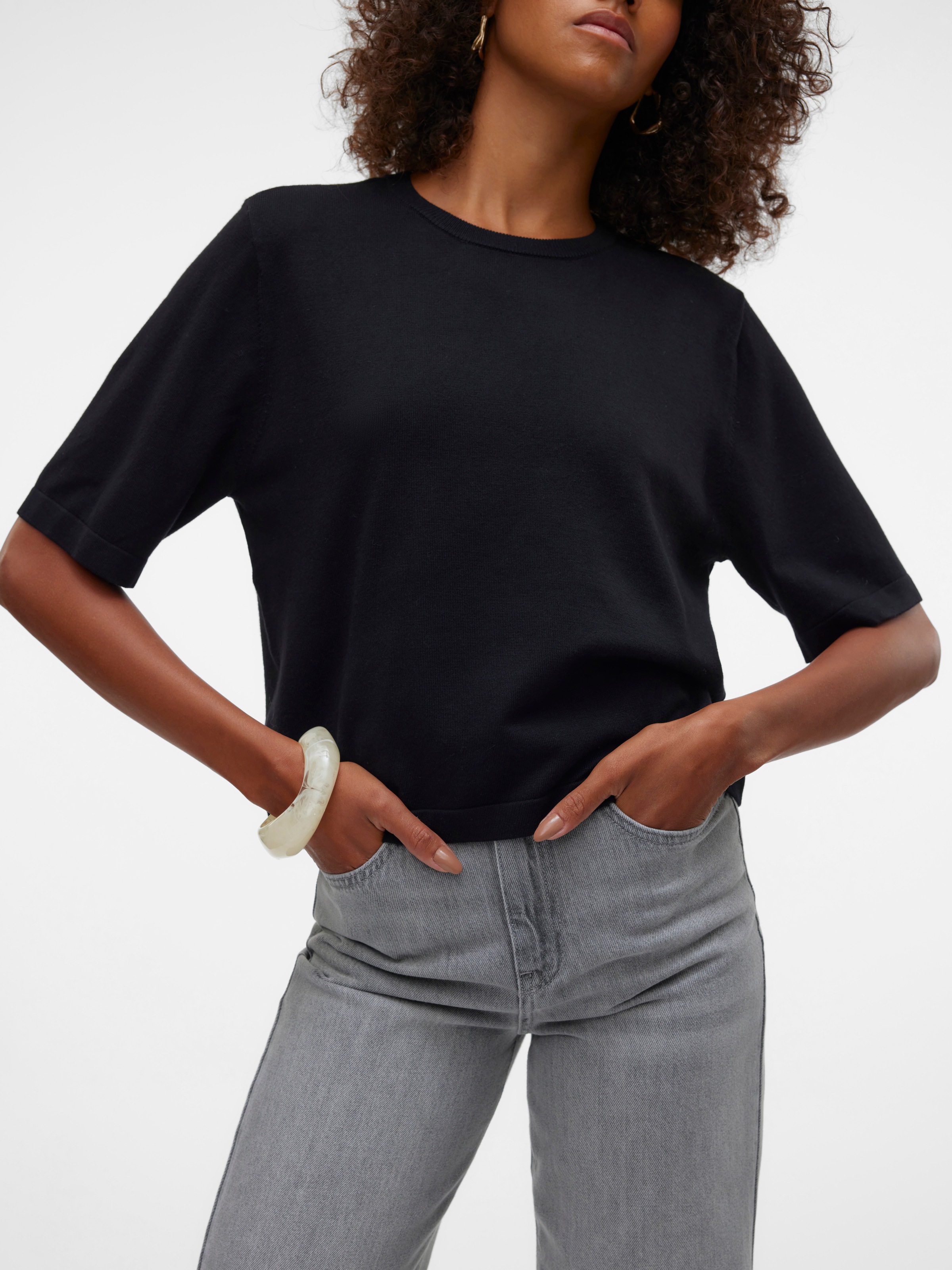 Vero Moda Kurzarmpullover "VMSILJE 2/4 O-NCK OVERSIZE PULL GA NOOS" günstig online kaufen