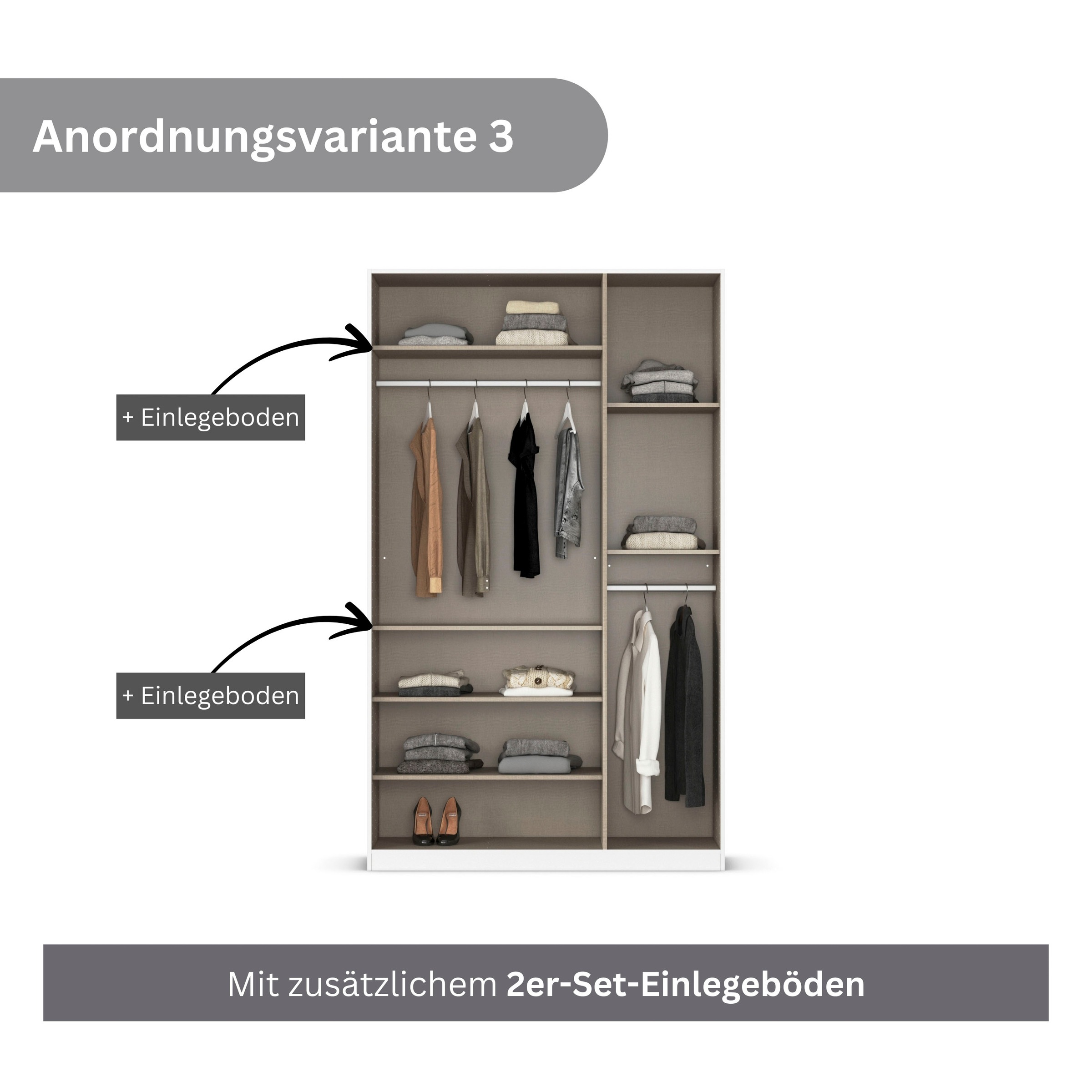 rauch Drehtürenschrank »Kleiderschrank Schrank Garderobe AGORDO mit Dekor- oder Hochglanzfront«, (in zwei Griff-Farben), durchdachte Innenausstattung, in 6 Breiten und 2 Höhen MADE IN GERMANY