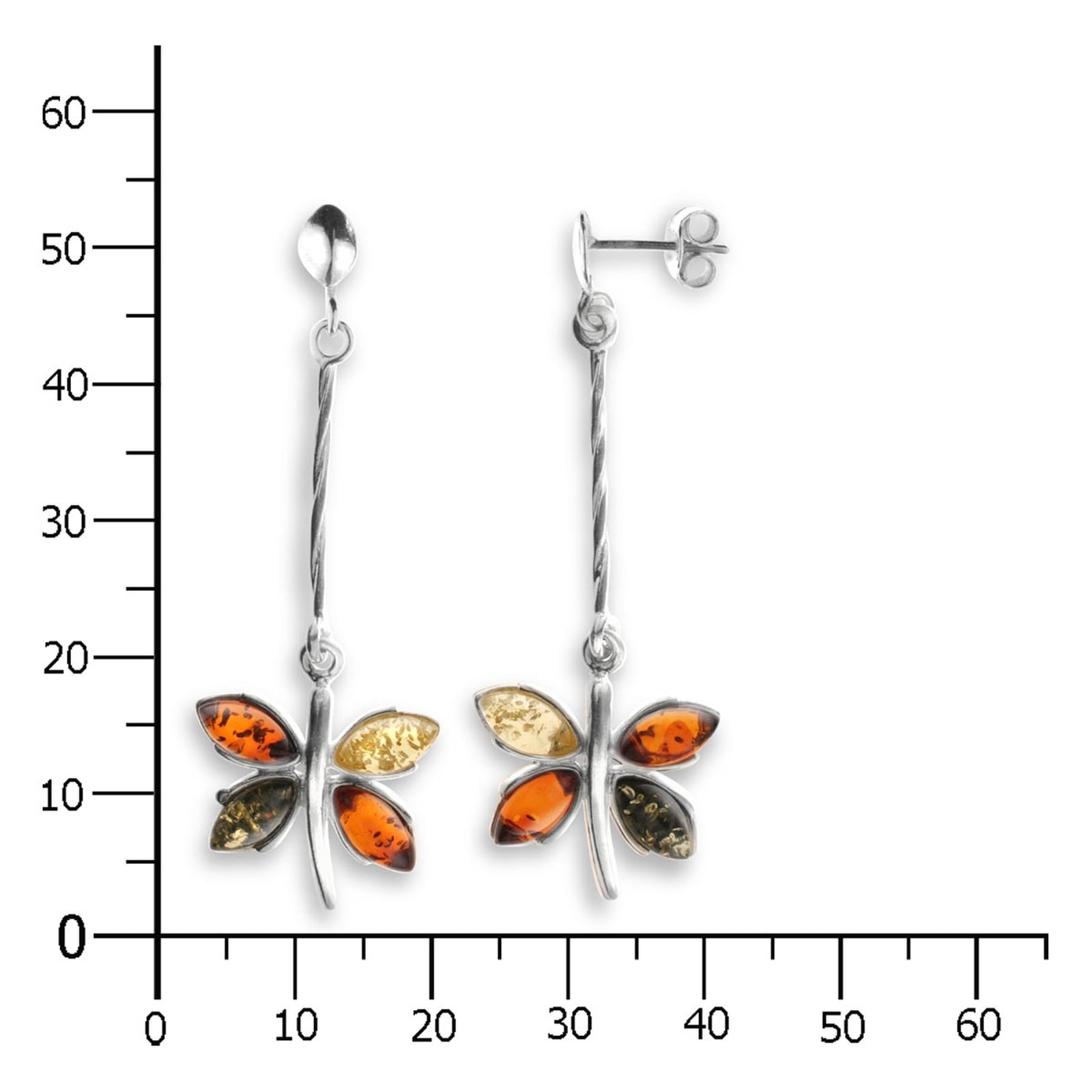 OSTSEE-SCHMUCK Paar Ohrstecker »- Schmetterling - Silber 925/000 - Bernstein«