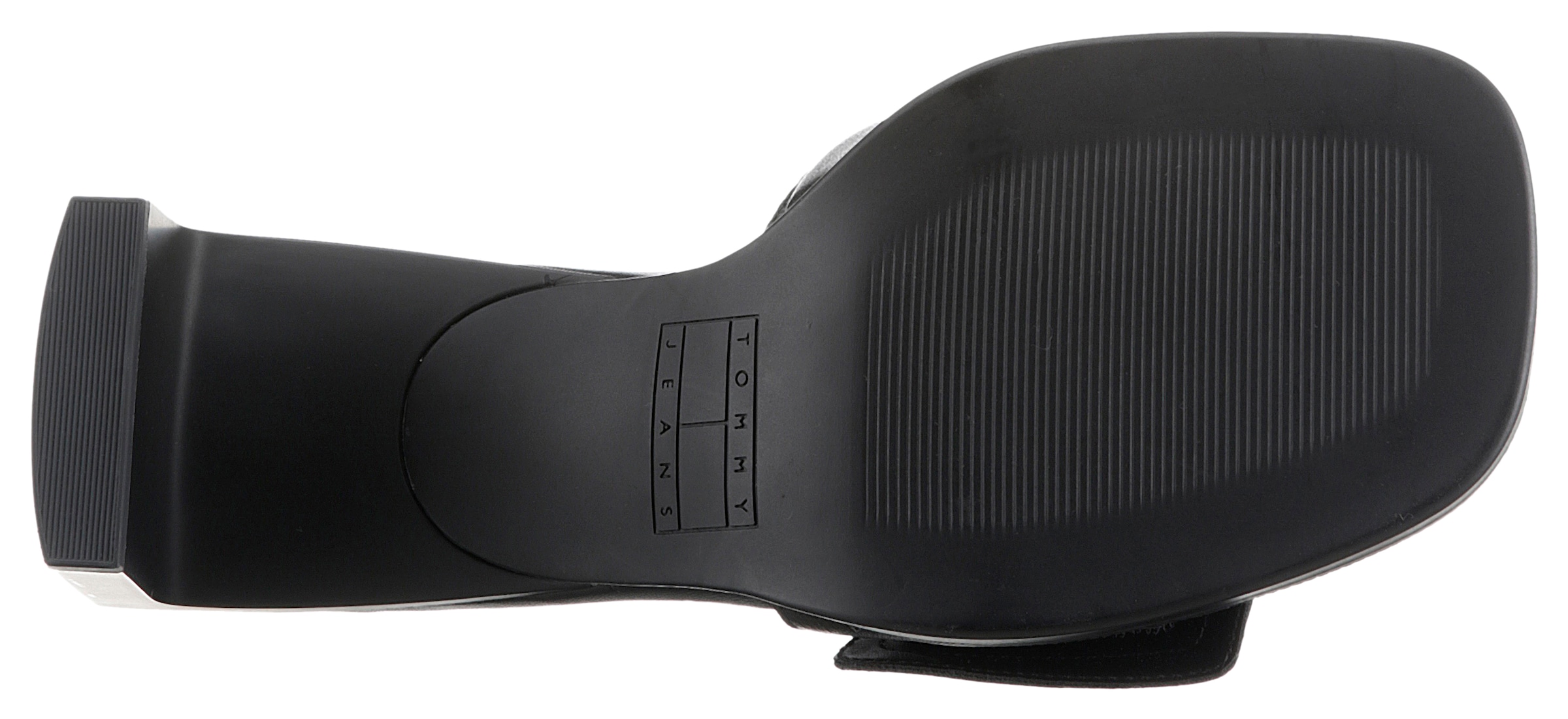 Tommy Jeans Pantolette »THE SOHO HEEL LEATHER«, Partymode, Sommerschuh mit breiter Bandage