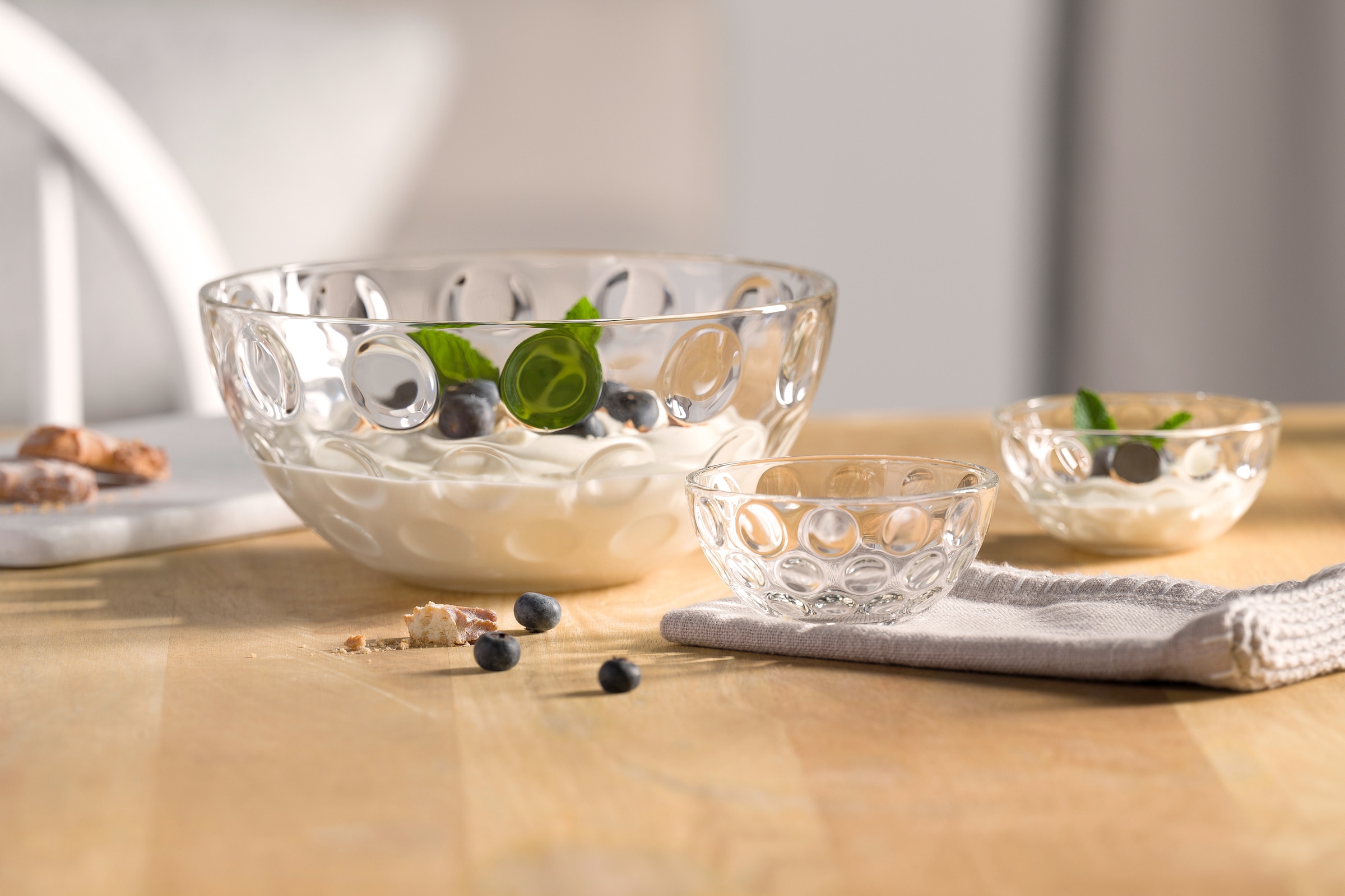 LEONARDO Schale »CUCINA OPTIC, 4er-Set«, 4 tlg., aus Glas, Spülmaschinengeeignet