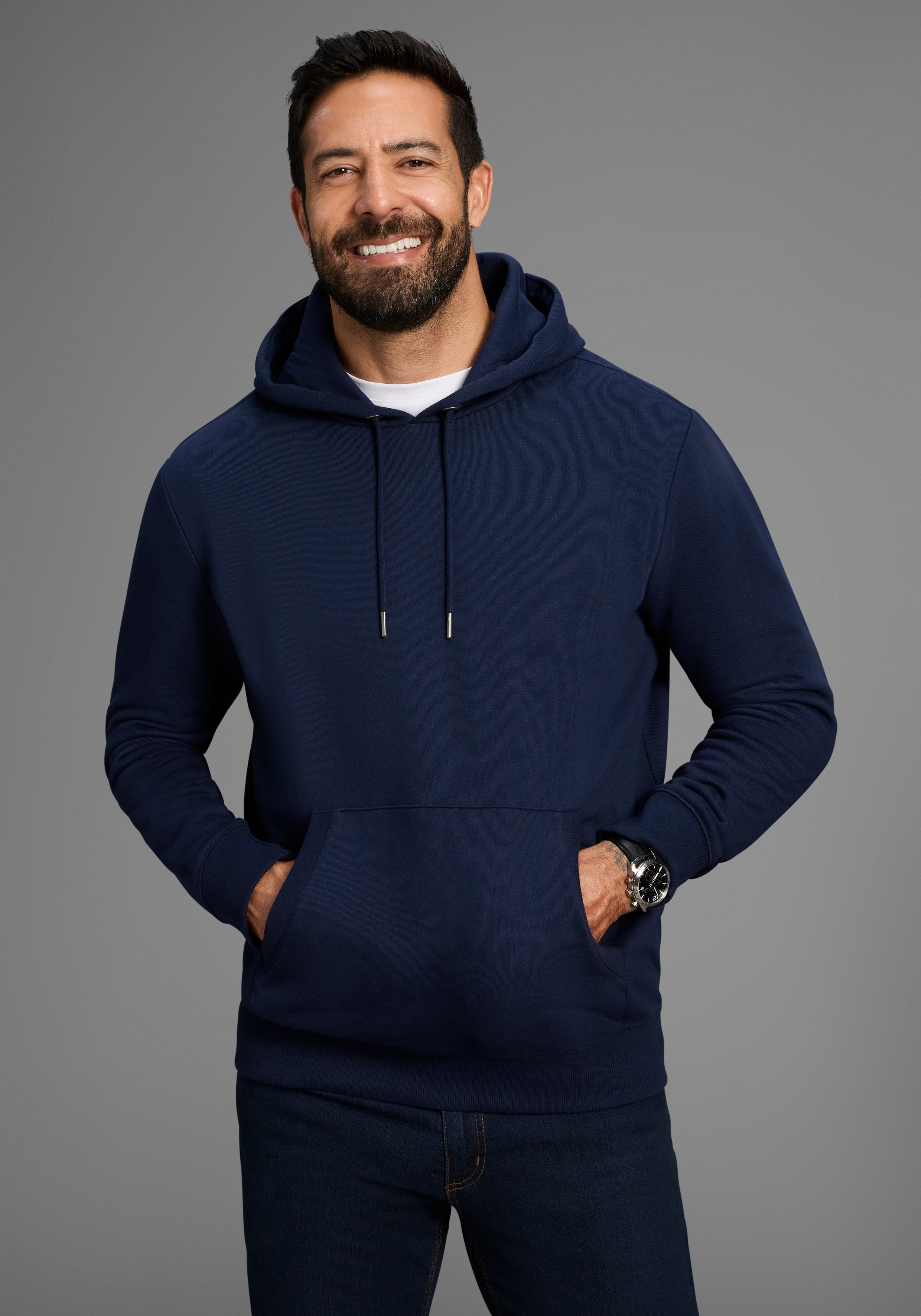 Mans World Kapuzensweatshirt, mit Kängurutasche, auch in größeren Größen