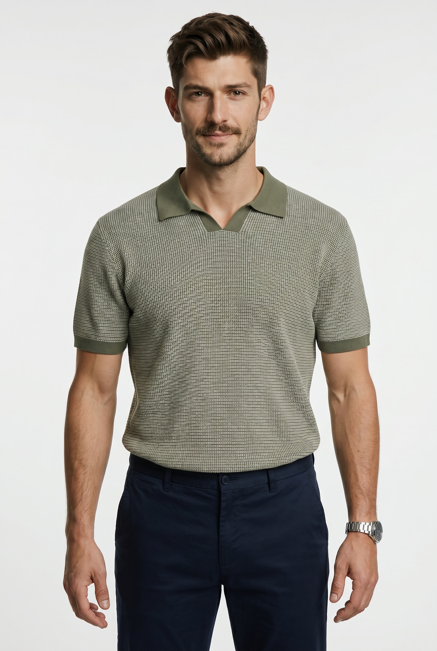 Jack & Jones Polokragenpullover »JPRBLAHUDSON KNIT SPLIT NECK SS SN« Baumwolle