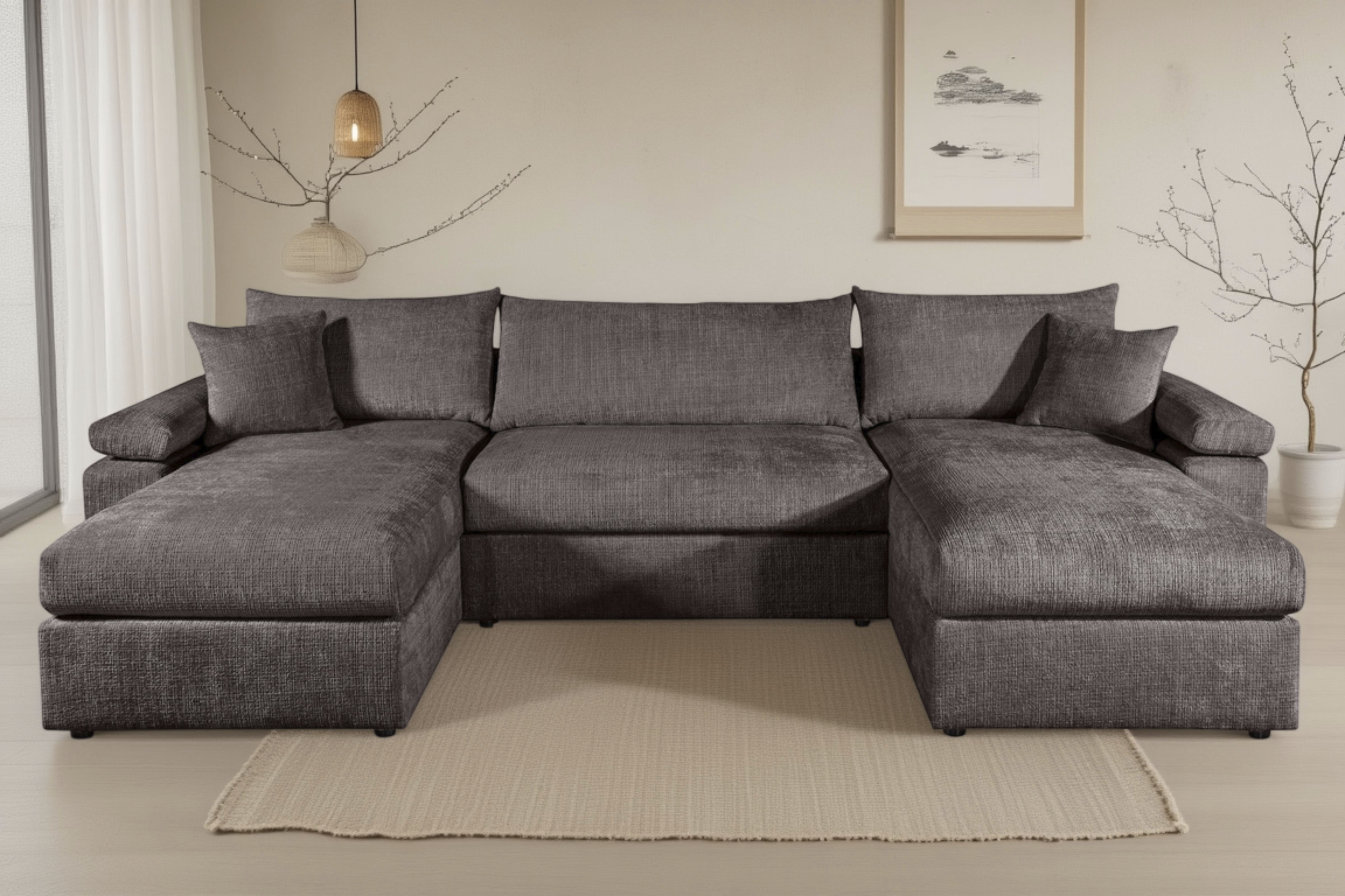 OTTO home "Cosy U-Form, B: 309 cm, XXL-Wohnlandschaft mit Federkern" 2 Zierkissen, Mega-Sofa, Cord oder Struktur weich, Kaltschaumauflage