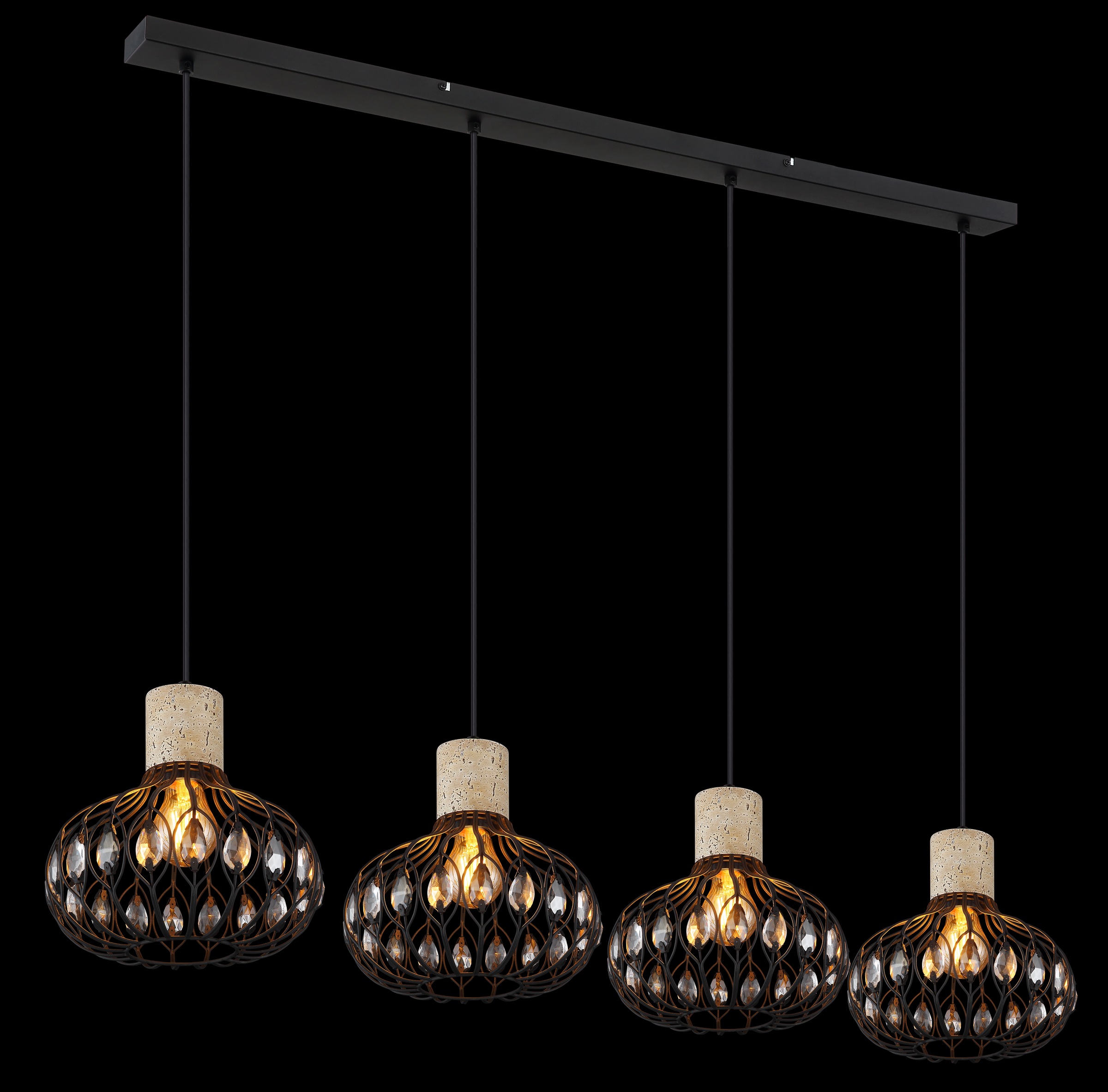 GLOBO LIGHTING Hängeleuchte »DORTHY« E27 1 Stk. Kürzbare Hängeleuchte schwarz matt mit Travertine Stein, modern