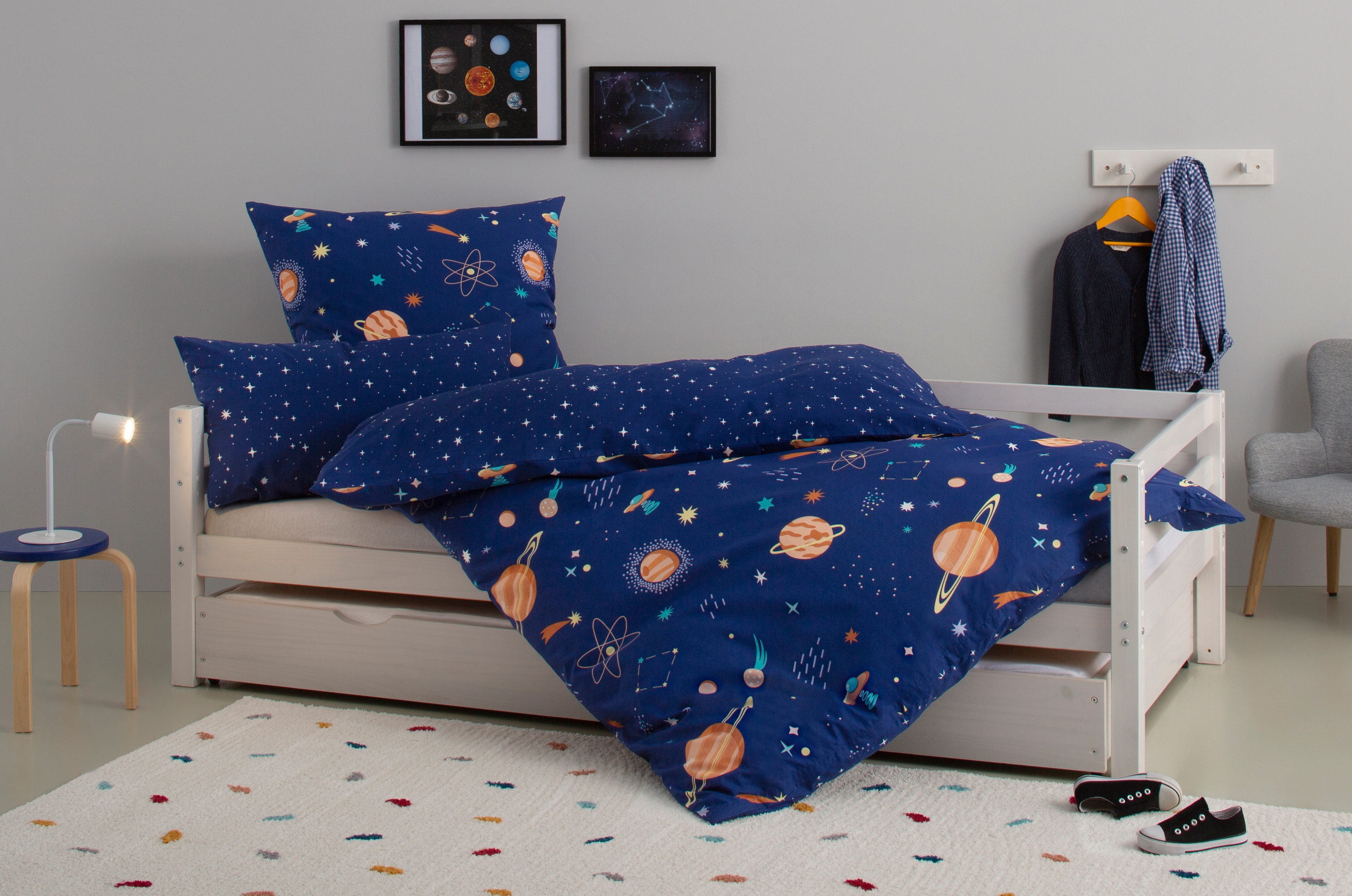 OTTO home Kinderbettwäsche "CUDDLEE" 2 in vielen Designs: Dino,Einhorn,Weltraum,Baustelle,Herz,Trecker,Safari