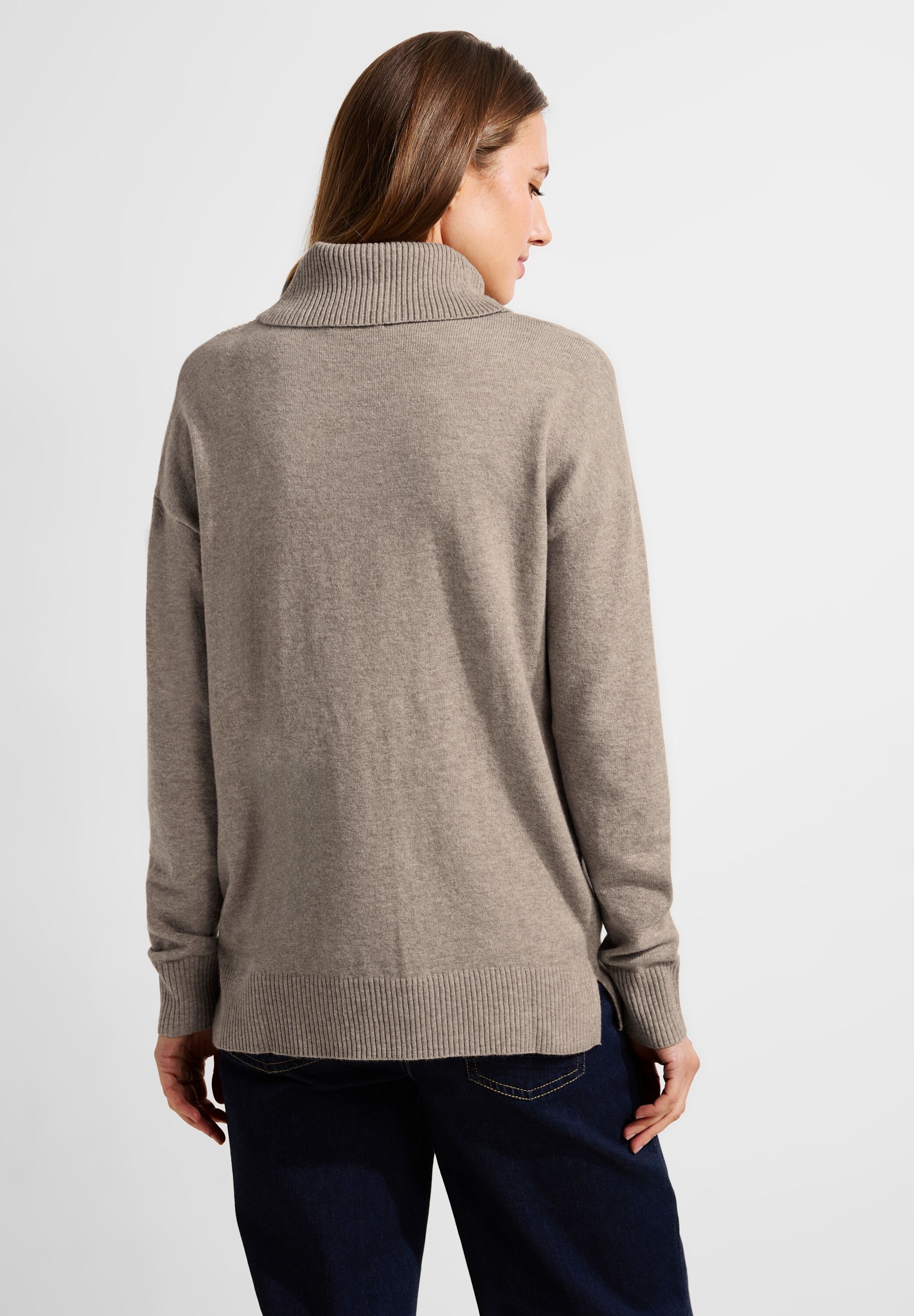 Cecil Rollkragenpullover, mit Rippstrick