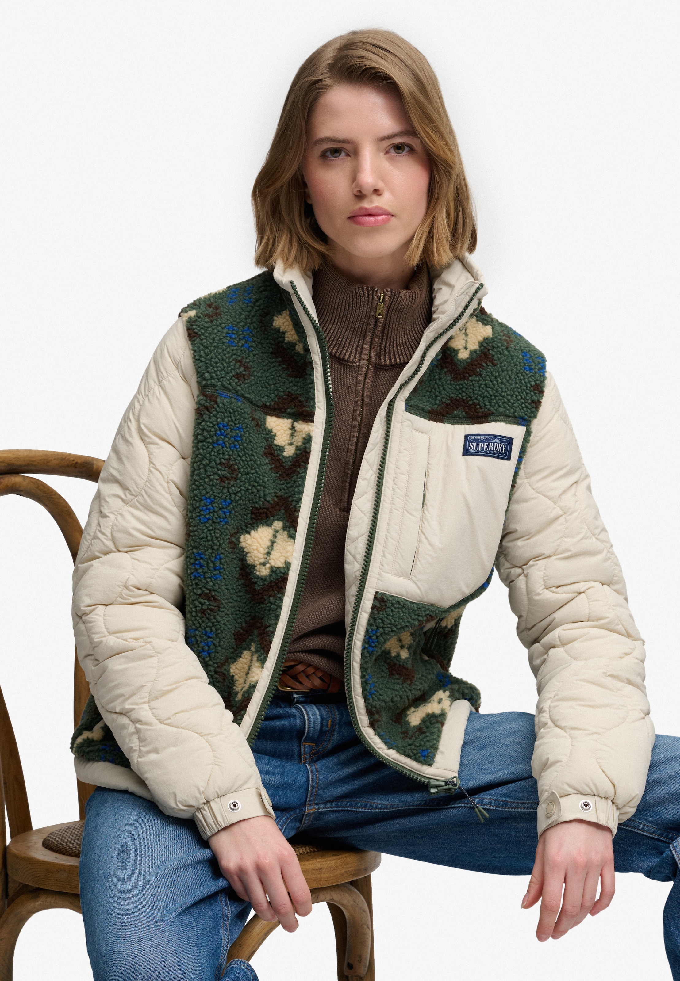 Superdry Fleecejacke »FLEECE ONION QUILT HYBRID« Kunstfaser, relaxed fit