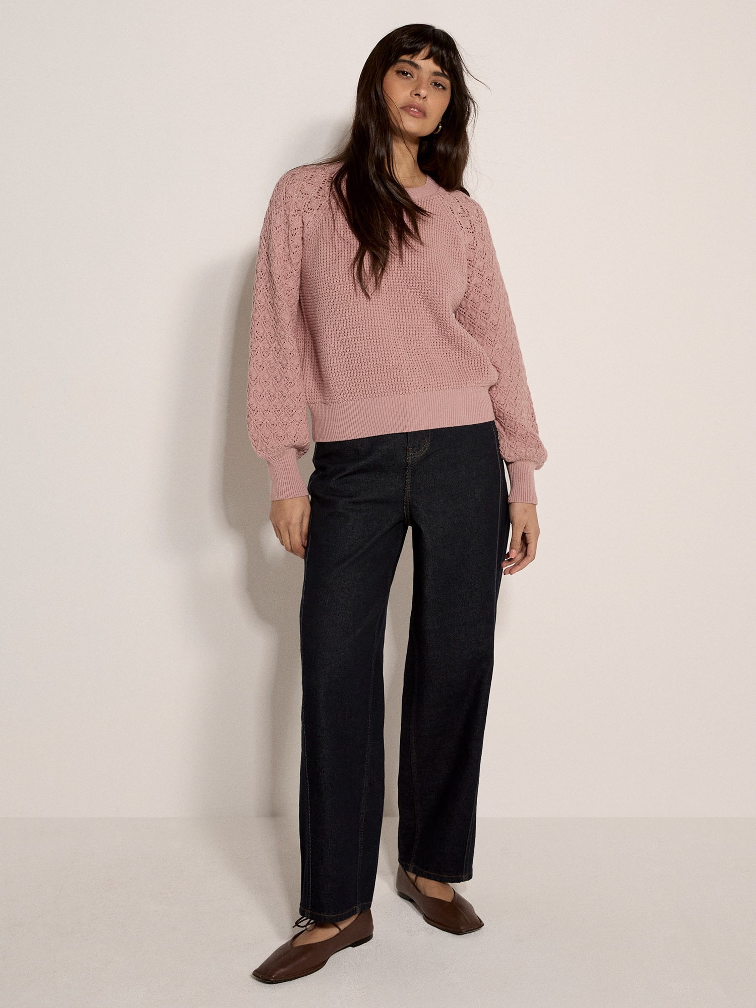 Apricot Strickpullover »Kurzer Pullover aus Pointelle-Waffelstrick« in unifarben