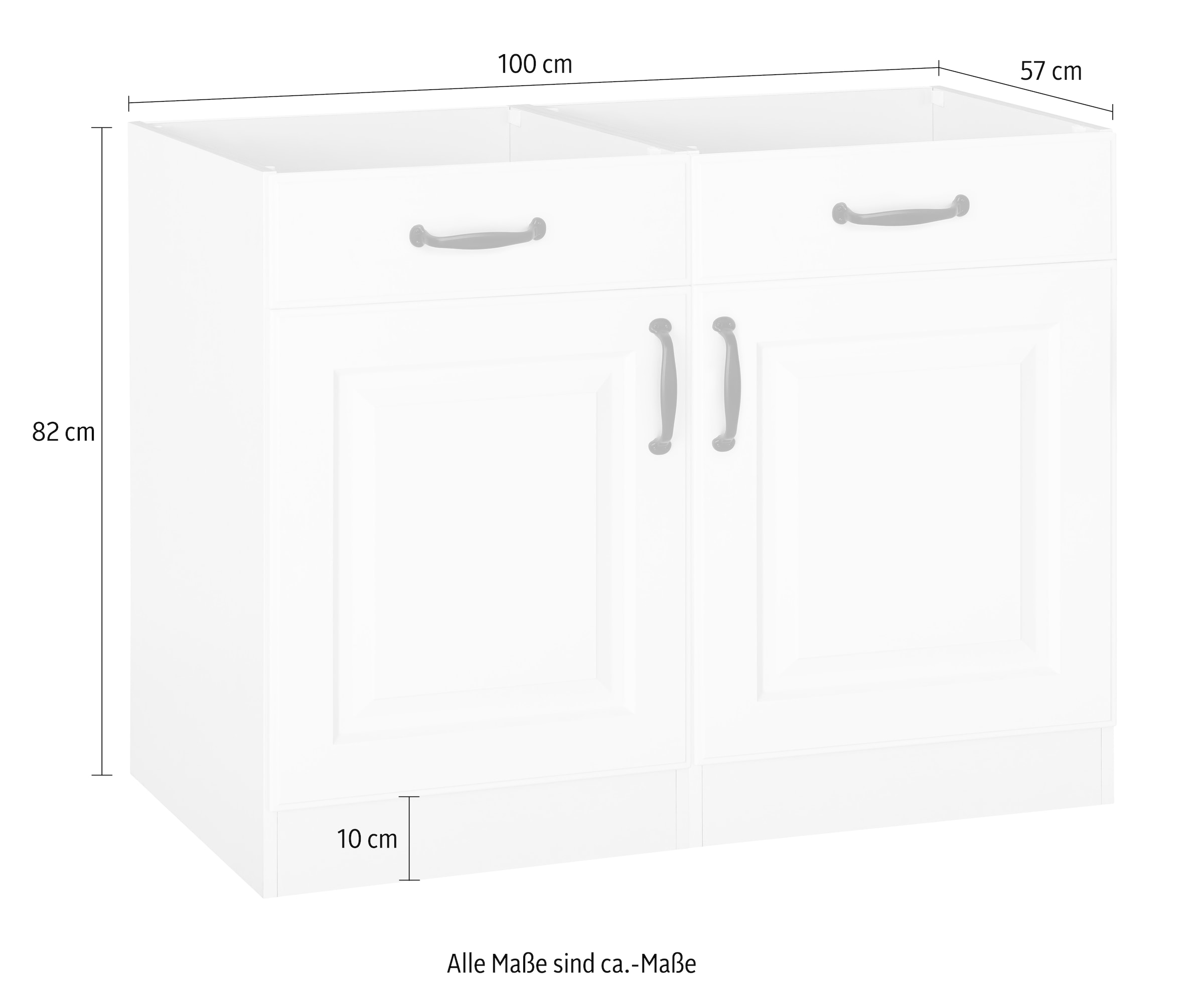 wiho Küchen Unterschrank »Erla«, 100 Arbeitsplatte ohne Kassettenfront, mit breit cm BAUR 