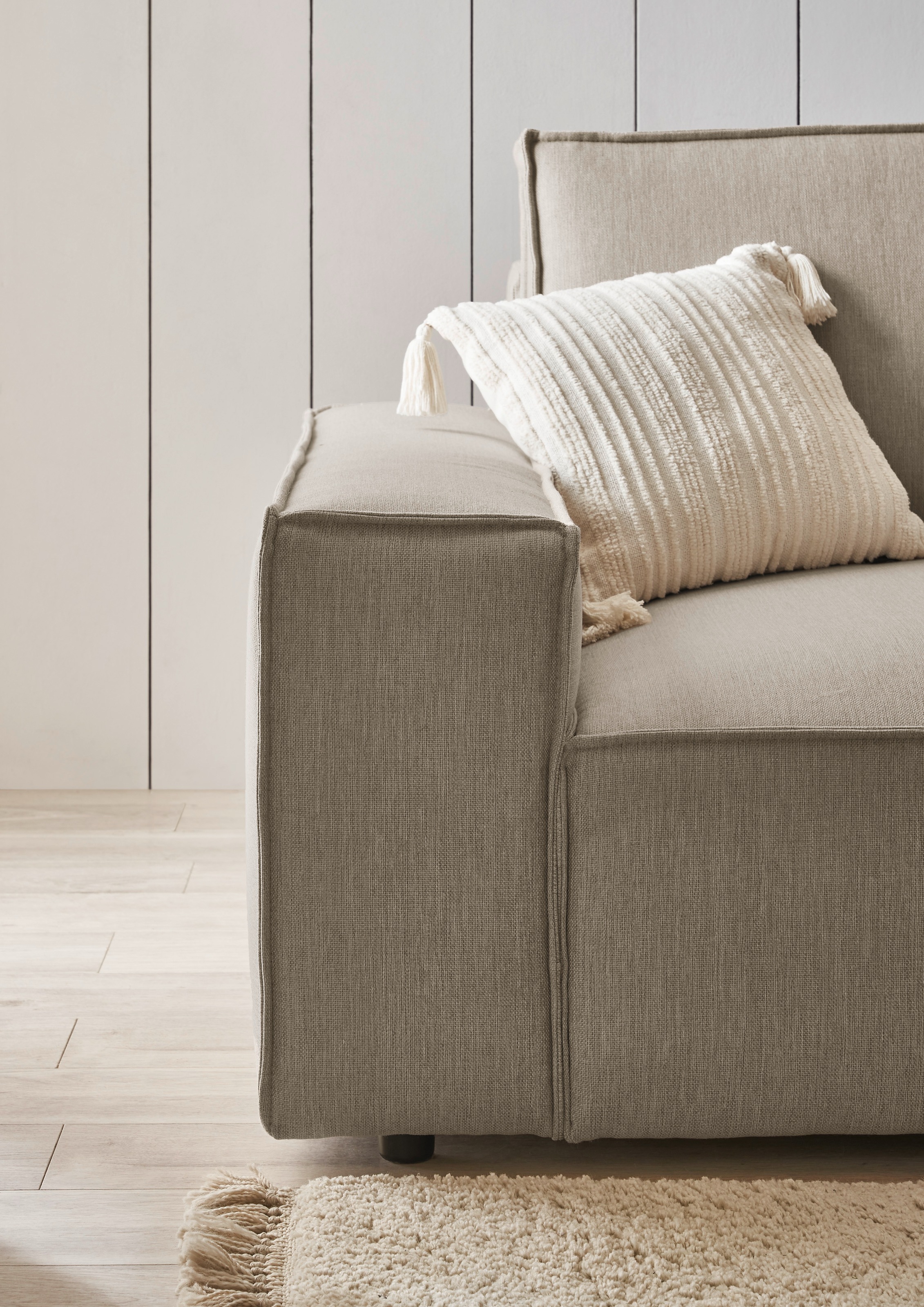 Home affaire Ecksofa »NEU: SHERWOODL XXL 284, Big-Sofa L-Form, tiefe Sitzfläche 95 cm, Cord,«, Leinenoptik, Recamiere rechts/links, auch als Schlafsofa stellbar