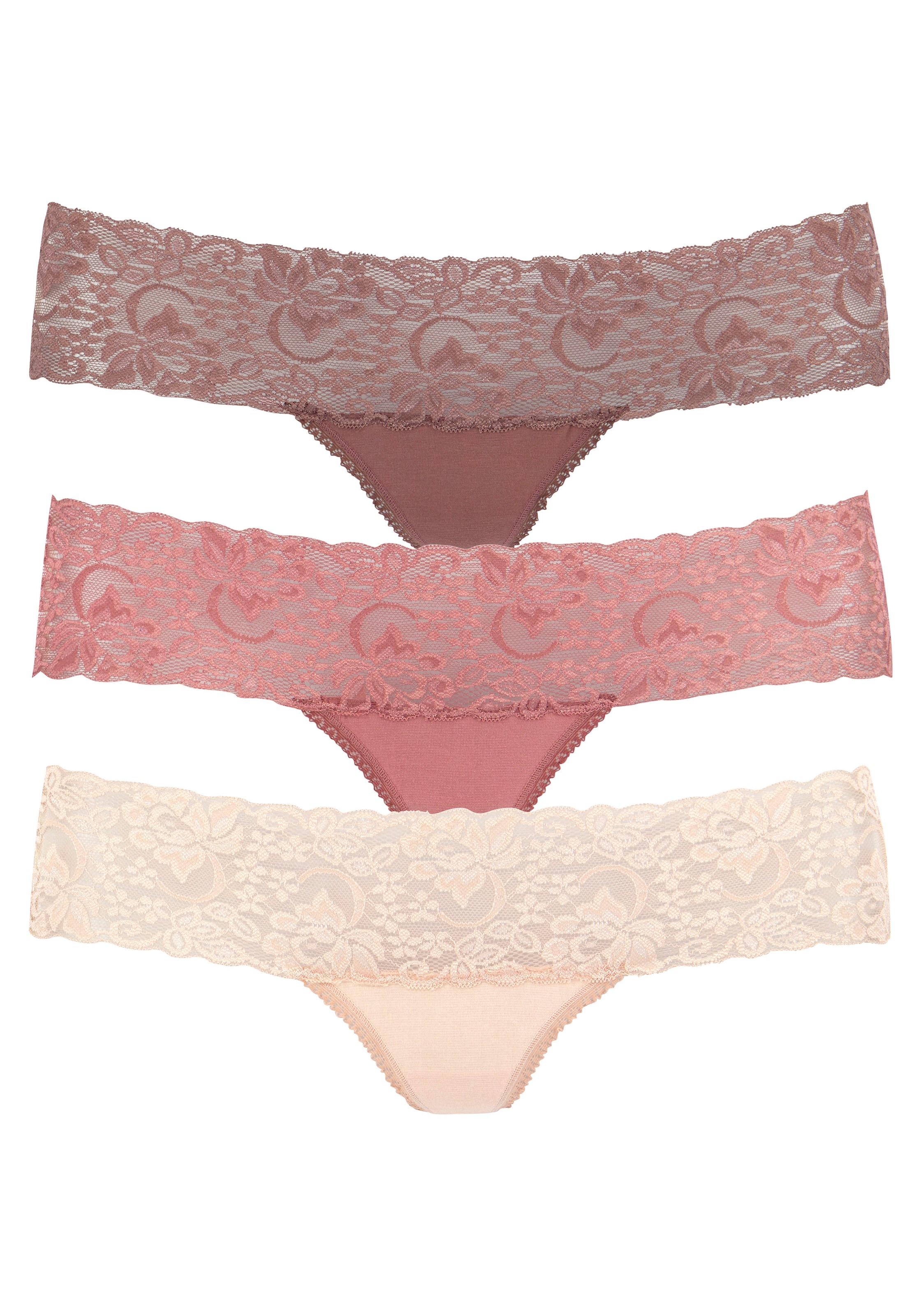 Vivance String, (Packung, 3 St.), aus elastischer Baumwolle mit floraler  Spitze online bestellen | BAUR