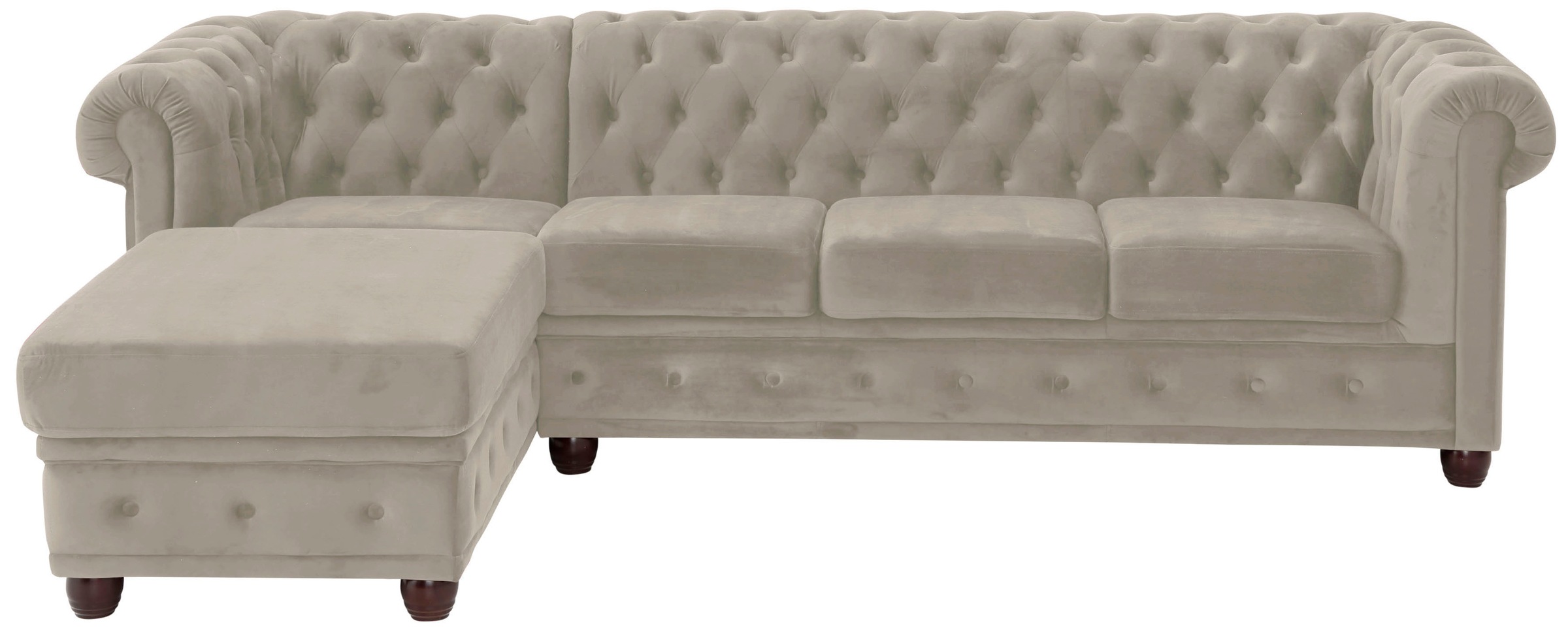 Home affaire Chesterfield-Sofa »New Castle L-Form«, hochwertige Knopfheftung in Chesterfield-Design, B/T/H: 255(171/72)