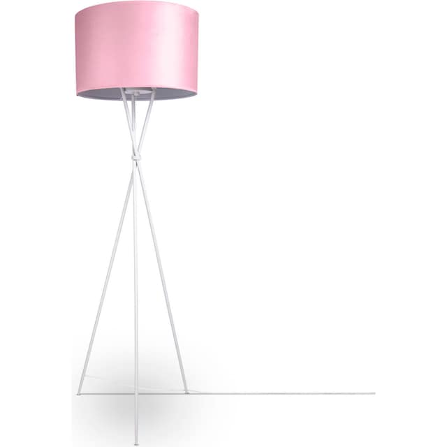 Paco Home Stehlampe »Kate uni Color«, Wohnzimmer Dreibein Standleuchte  Velour Höhe 177,5cm Filigran E27 | BAUR