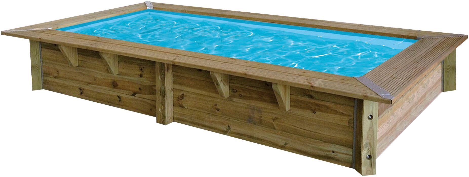 Ubbink Rechteckpool »Sunwater«, (Komplett-Set, 9 tlg.), 200 x 350 x 71 cm, Holzpool komplett mit Kartuschen-Filter