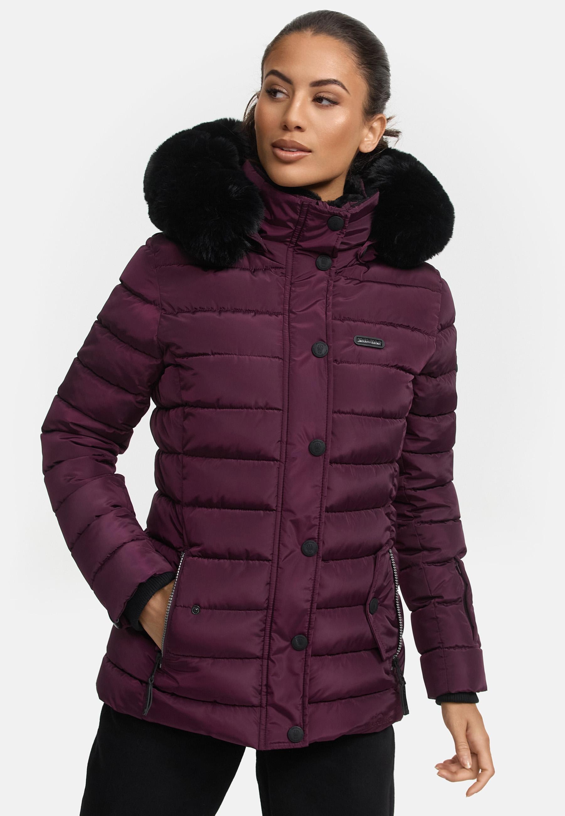 Navahoo Steppjacke »Milianaa«, mit Kapuze, Edle Winterjacke mit weicher Kunstfell-Kapuze