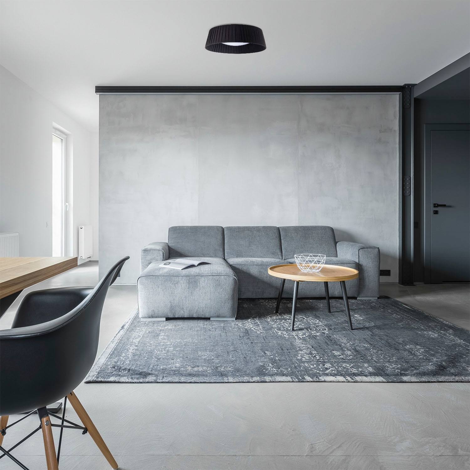 Paco Home Deckenleuchte »TARTE«, Leuchtmittel E27 | ohne Leuchtmittel, Rund Büroleuchte 2 x E27 Textilschirm Modern Geschlossen Unifarben