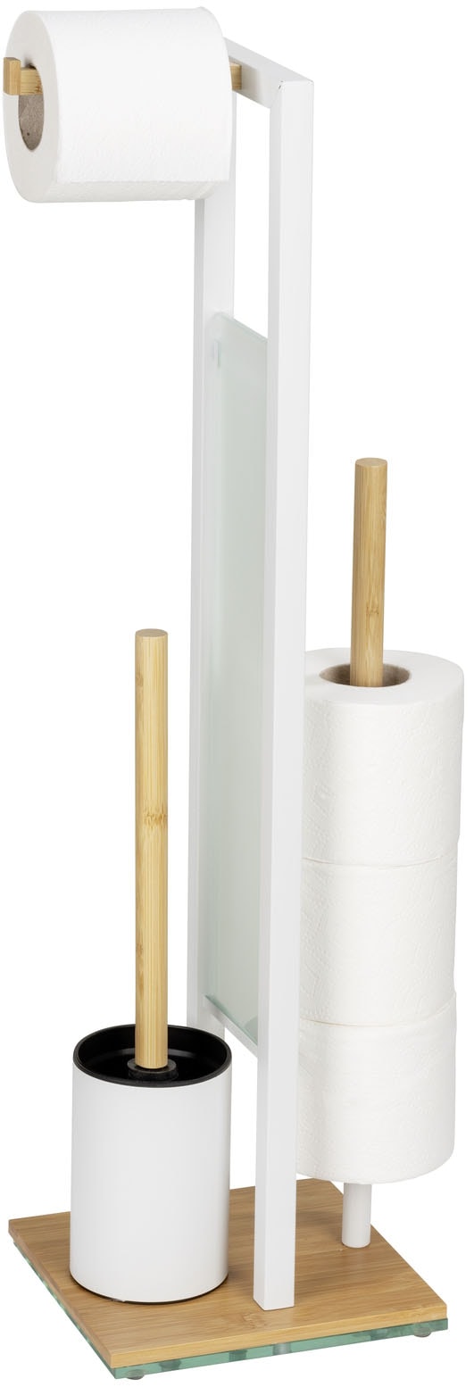 WENKO WC-Garnitur "Rivalta" aus Bambus  Sicherheitsglas  Stahl Toilettenpap günstig online kaufen