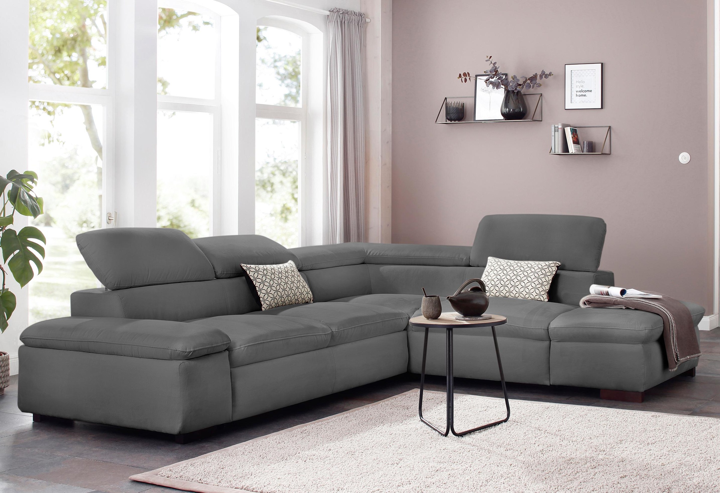 Home affaire Ecksofa »Alberto L-Form«, mit Kopfteilverstellung, wahlweise mit Bettfunktion