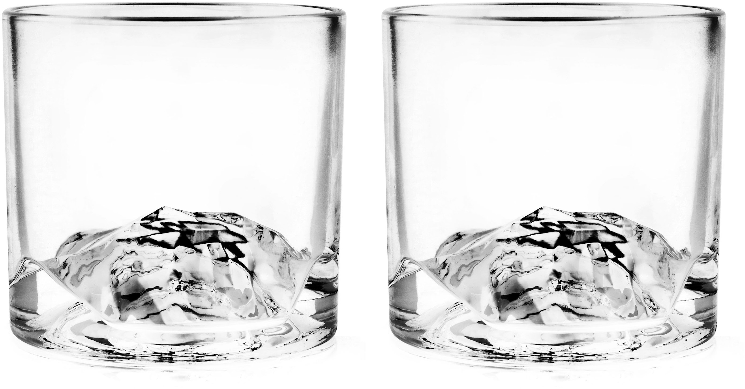 Whiskyglas »Mt. Blanc«, (Set, 2 tlg.), dicker Glasboden als Bergmotiv, 2-teilig