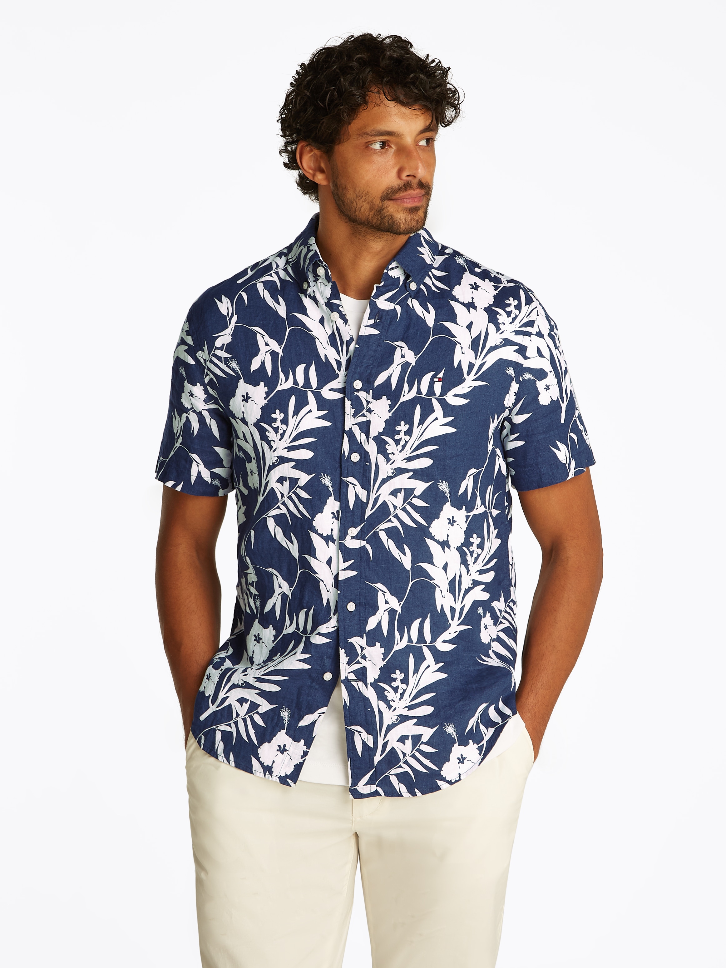 Tommy Hilfiger Leinenhemd "LINEN TROPICAL PRT SS RF SHIRT", mit Allover Flo günstig online kaufen