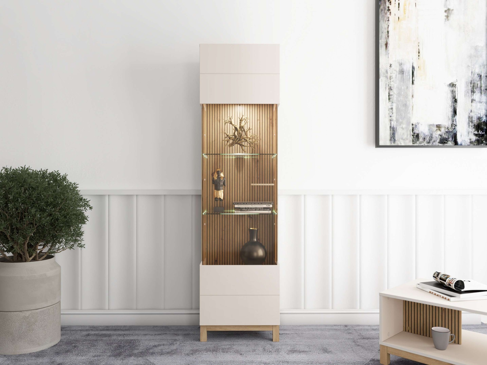 Vitrine HOME AFFAIRE, B:51,5cm H:191,5cm T:35cmkaschmir, Wohnzimmer, Schränke, "Essex Vitrinenschrank, Glasschrank, Standvitrine,