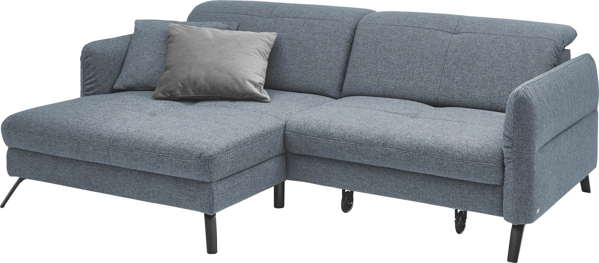 set one by Musterring Ecksofa »SO 4400 V«, wahlweise mit motorischer Bettfunktion & Kopfverstellung, Fuß schwarz