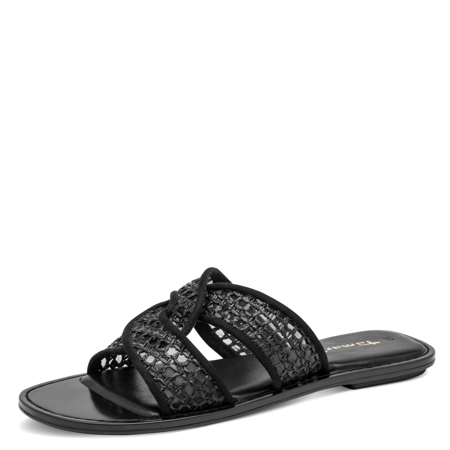 Tamaris Pantolette Sommerschuh, Schlüpfschuh, Flat mit Baststickerei