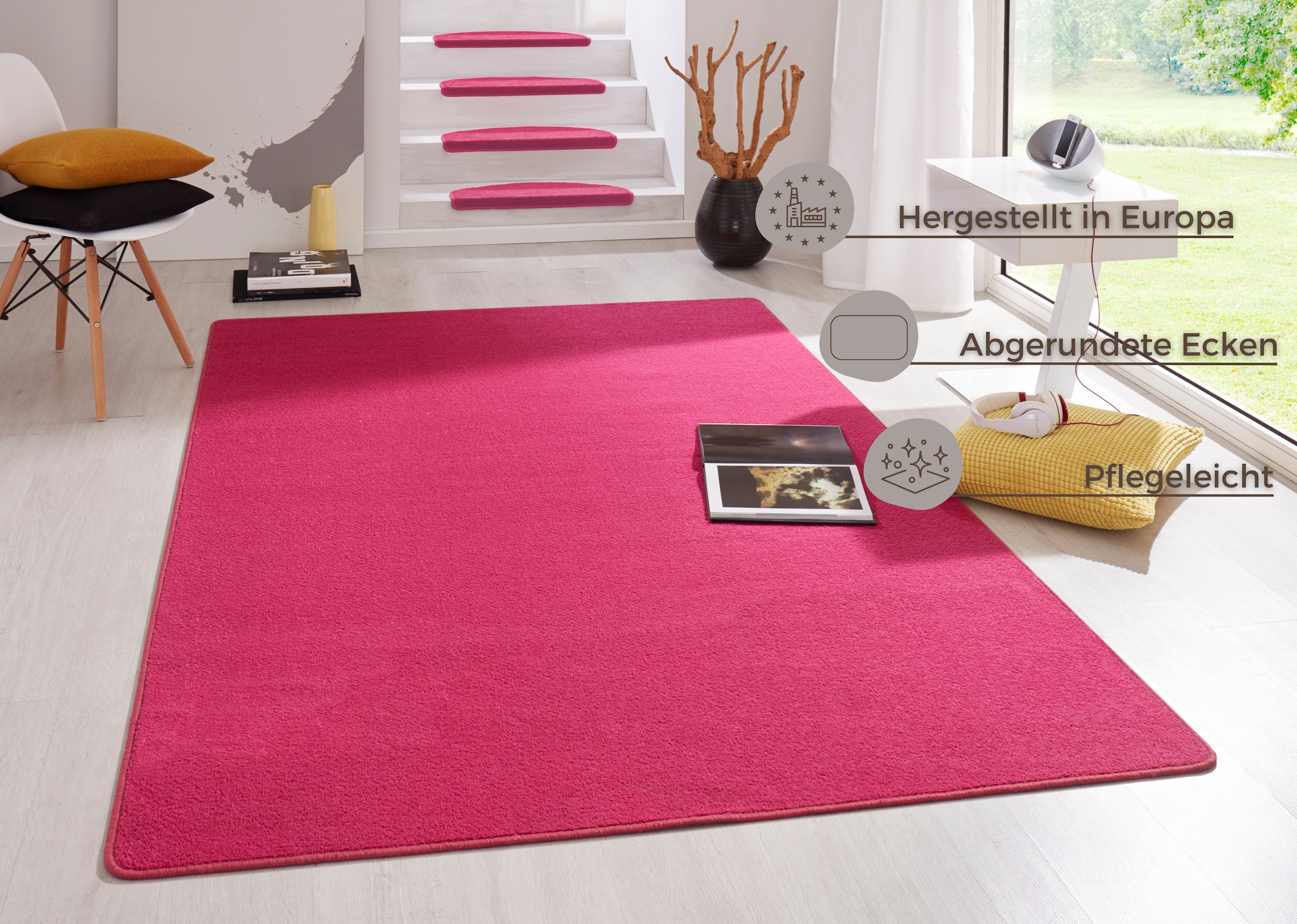 HANSE Home Teppich »Fancy«, rechteckig, Kurzflor, weich, uni, gekettelt, Wohnzimmer, Schlafzimmer, Esszimmer