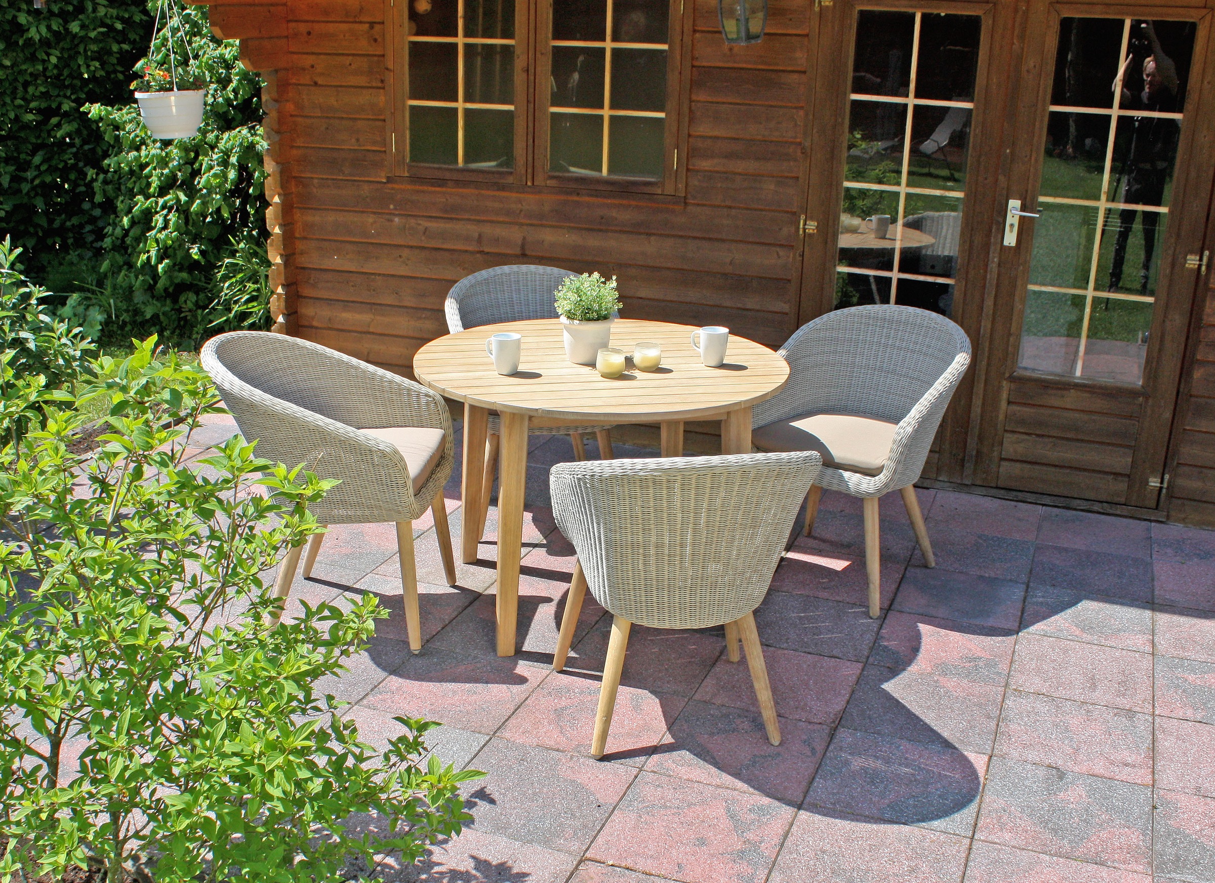 Garden Pleasure Garten-Essgruppe », Tischgruppe »OAKLAND/ARVARDA Set 01««, (Set), 4 Sessel, Tisch LxB: 200x100 cm, inkl Auflagen