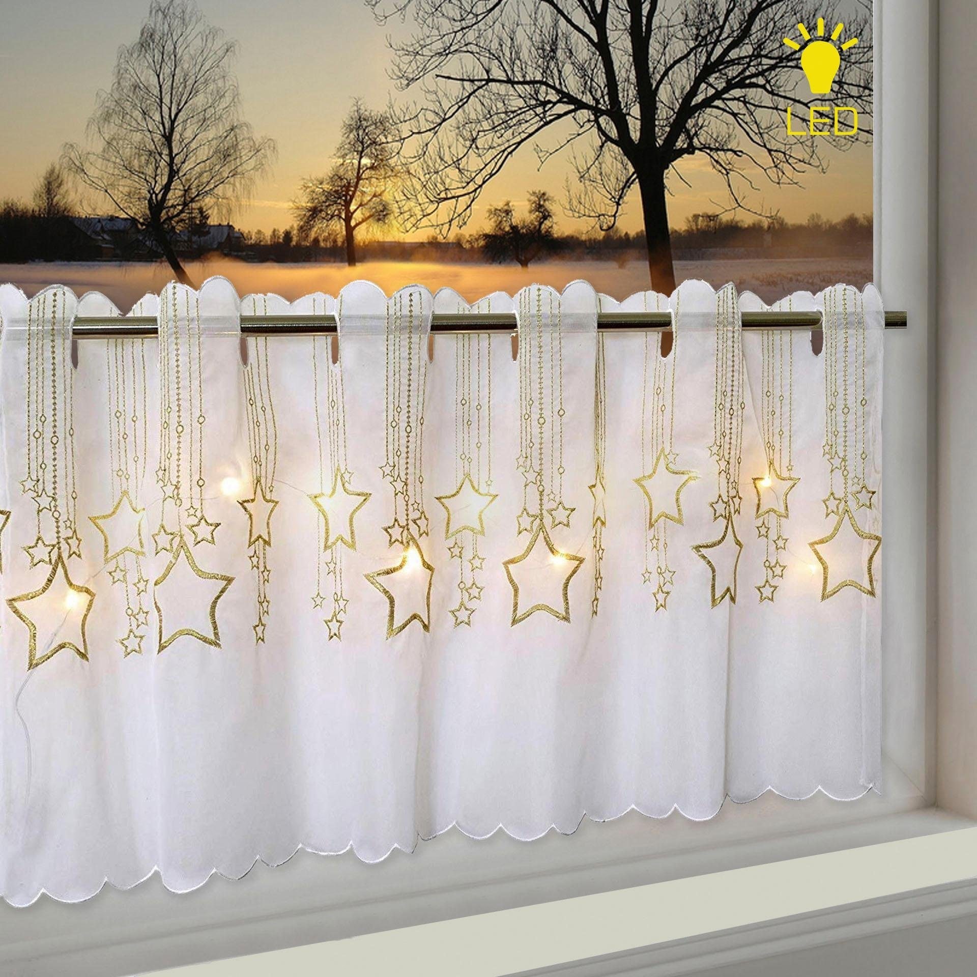 Delindo Lifestyle Scheibengardine "STERNENREGEN" Stangendurchzug 1 Stk. tlg günstig online kaufen