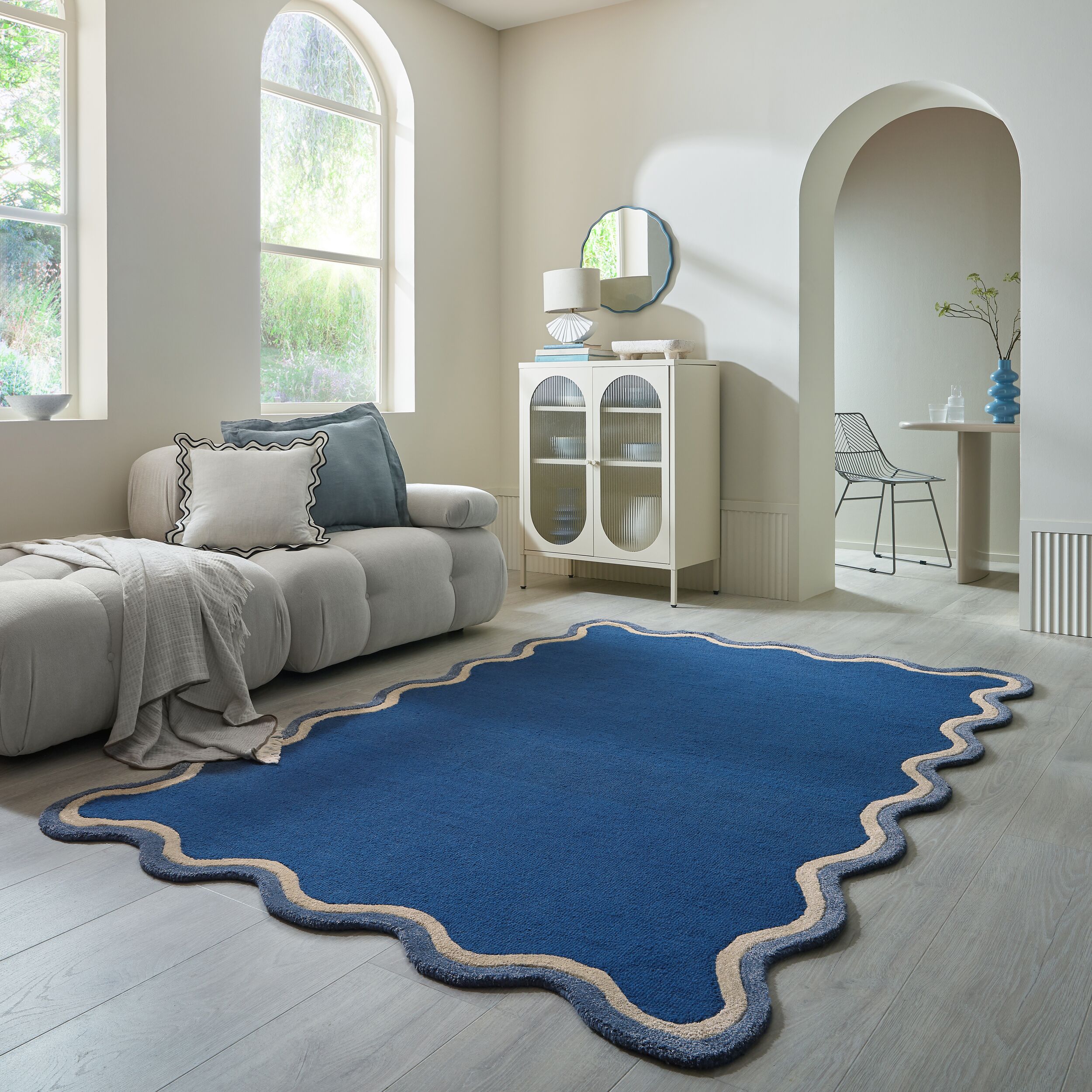 FLAIR RUGS Wollteppich "RIVO" wellenförmig 8 mm Höhe mit leichtem Schimmer, 100% Wolle