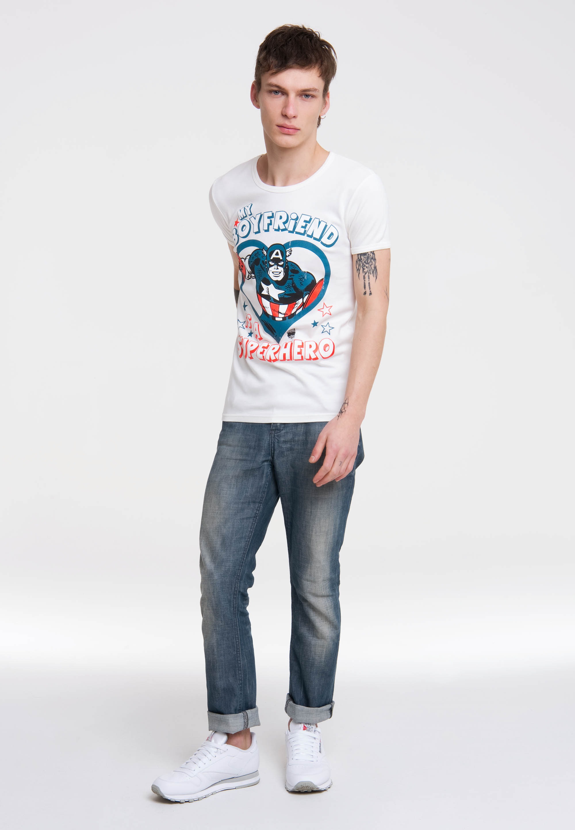 LOGOSHIRT T-Shirt »Marvel - Captain America - Boyfriend«, mit Captain America-Frontprint