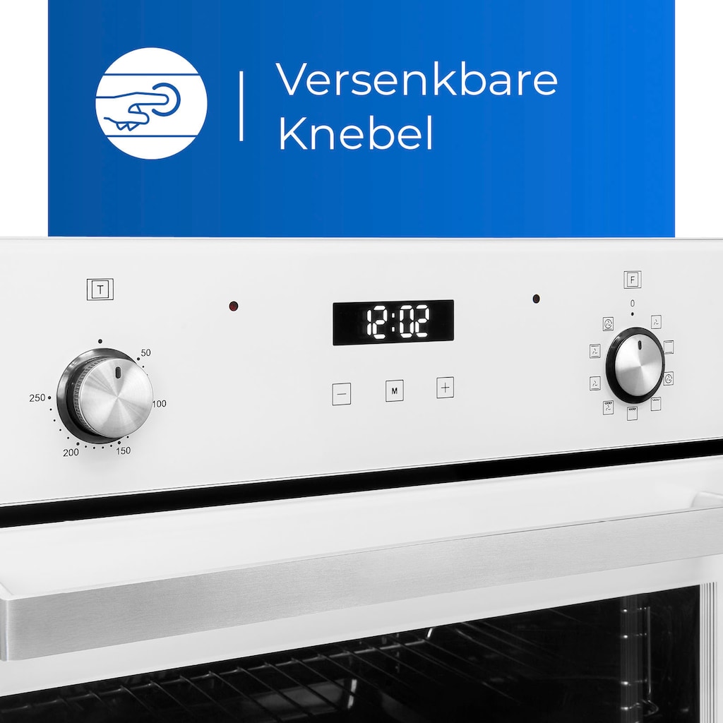 exquisit Backofen-Set »BAKOIN76601«, EBE76-9-H-020 weiss, mit Teleskopauszug nachrüstbar