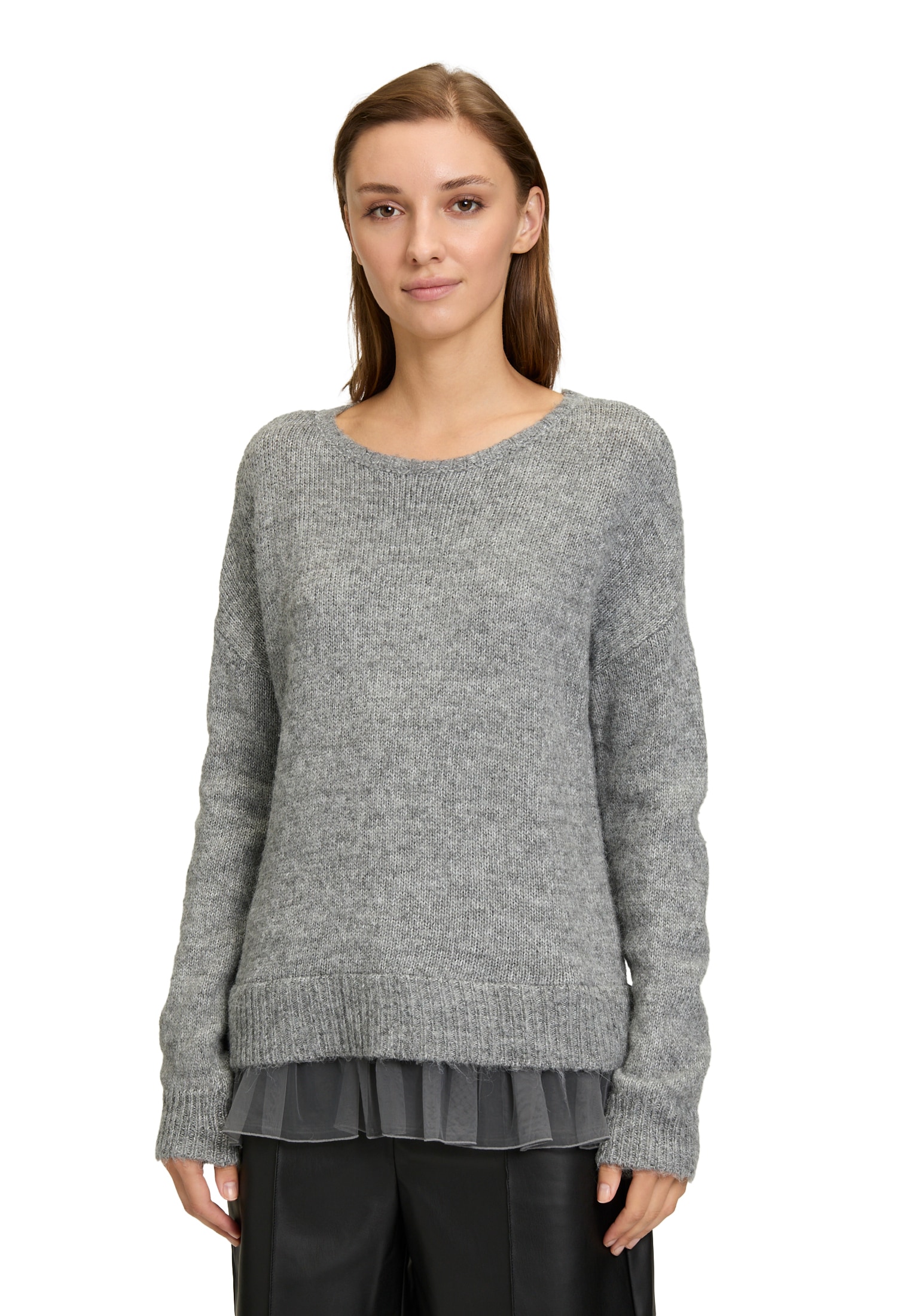 Cartoon Strickpullover "Damen mit Rundhalsausschnitt", 1 Stk. Rüschen günstig online kaufen