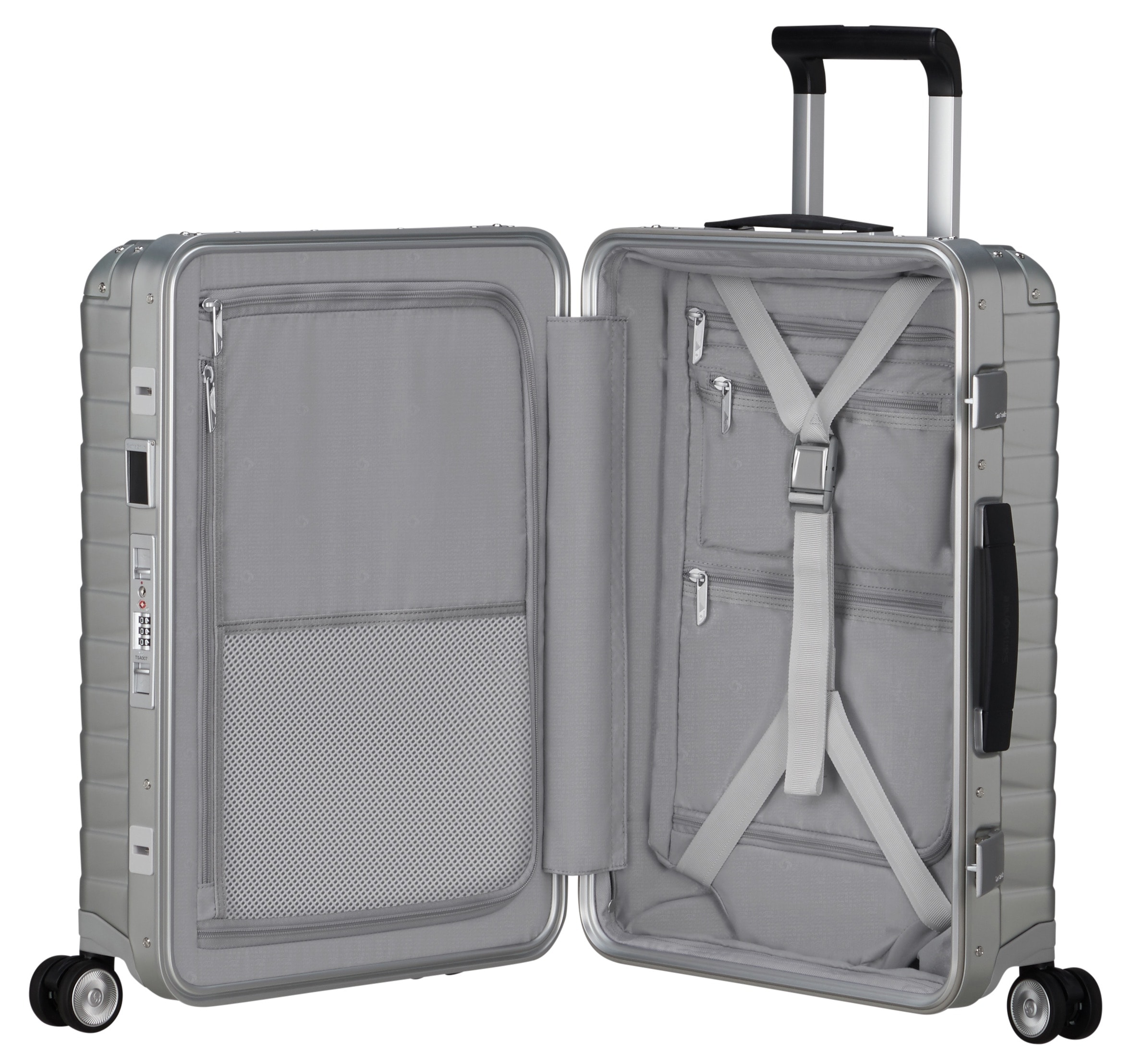 Samsonite Hartschalen-Trolley »PROXIS ALU, verschiedene Größen«, 4 Rollen, Hartschalen-Koffer, Reisekoffer, Koffer, TSA-Zahlenschloss