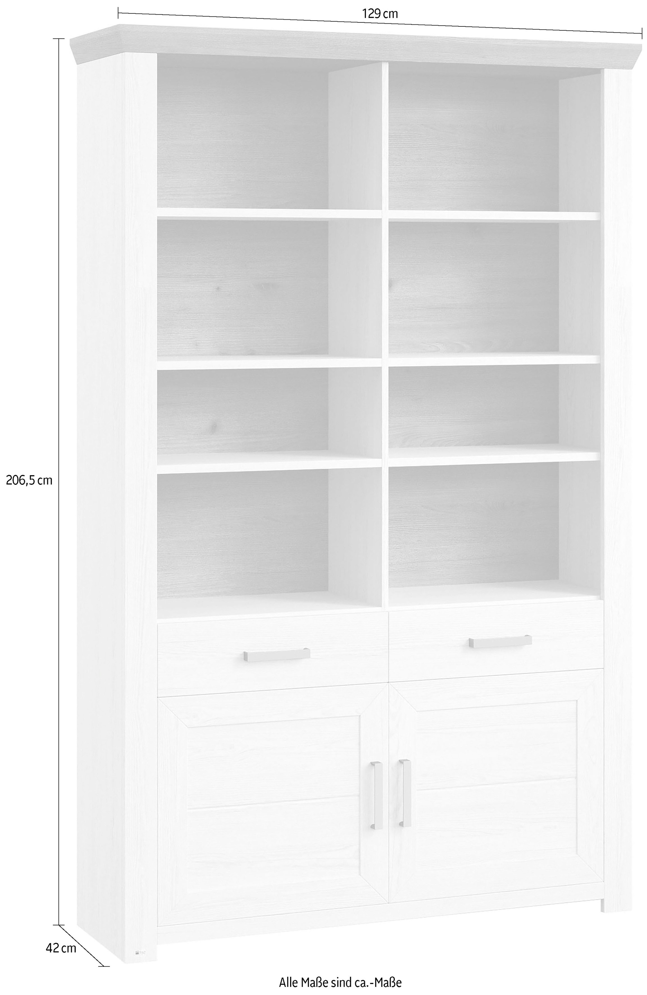 set one by Musterring Aktenregal »York«, offenes Design, wahlweise mit Beleuchtung, 3 Farben, Breite 129 cm