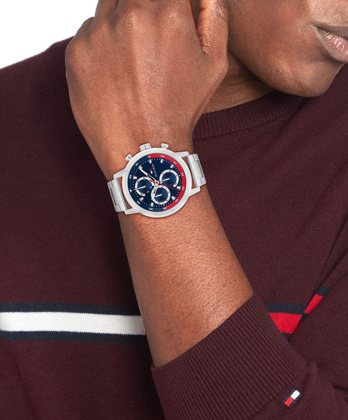 Tommy Hilfiger Multifunktionsuhr »Rocky«, Quarzuhr, Armbanduhr, Herrenuhr, Edelstahlarmband, analog