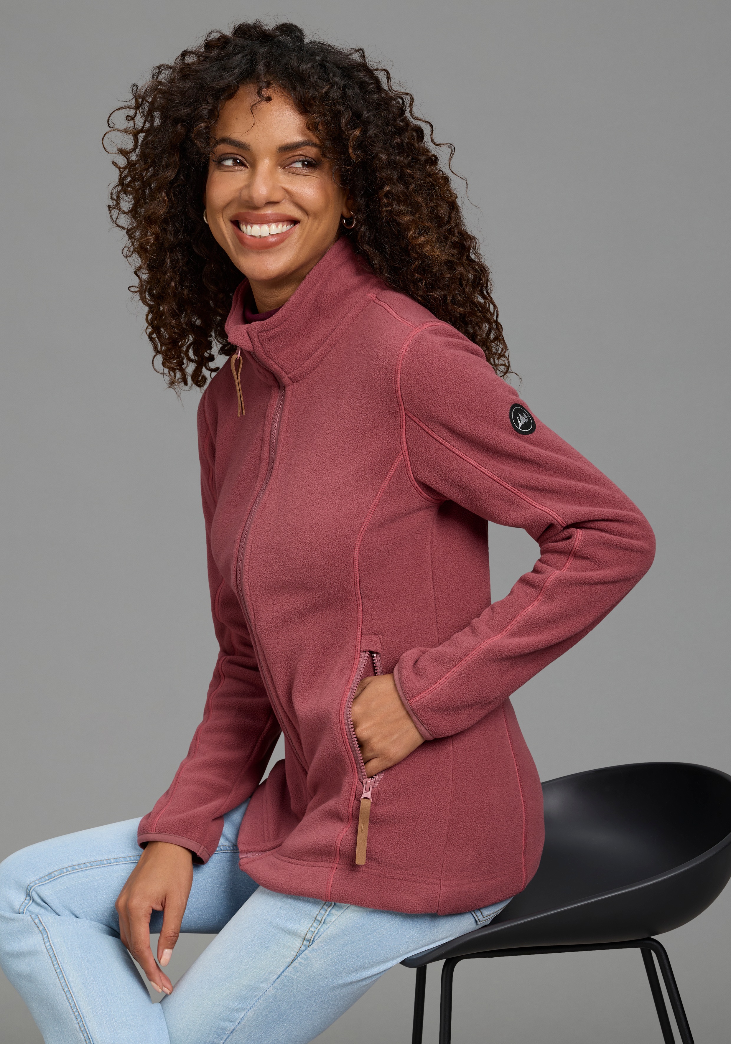 Polarino Fleecejacke ohne Kapuze für kalte Tage, aus Fleece, lässiger Look