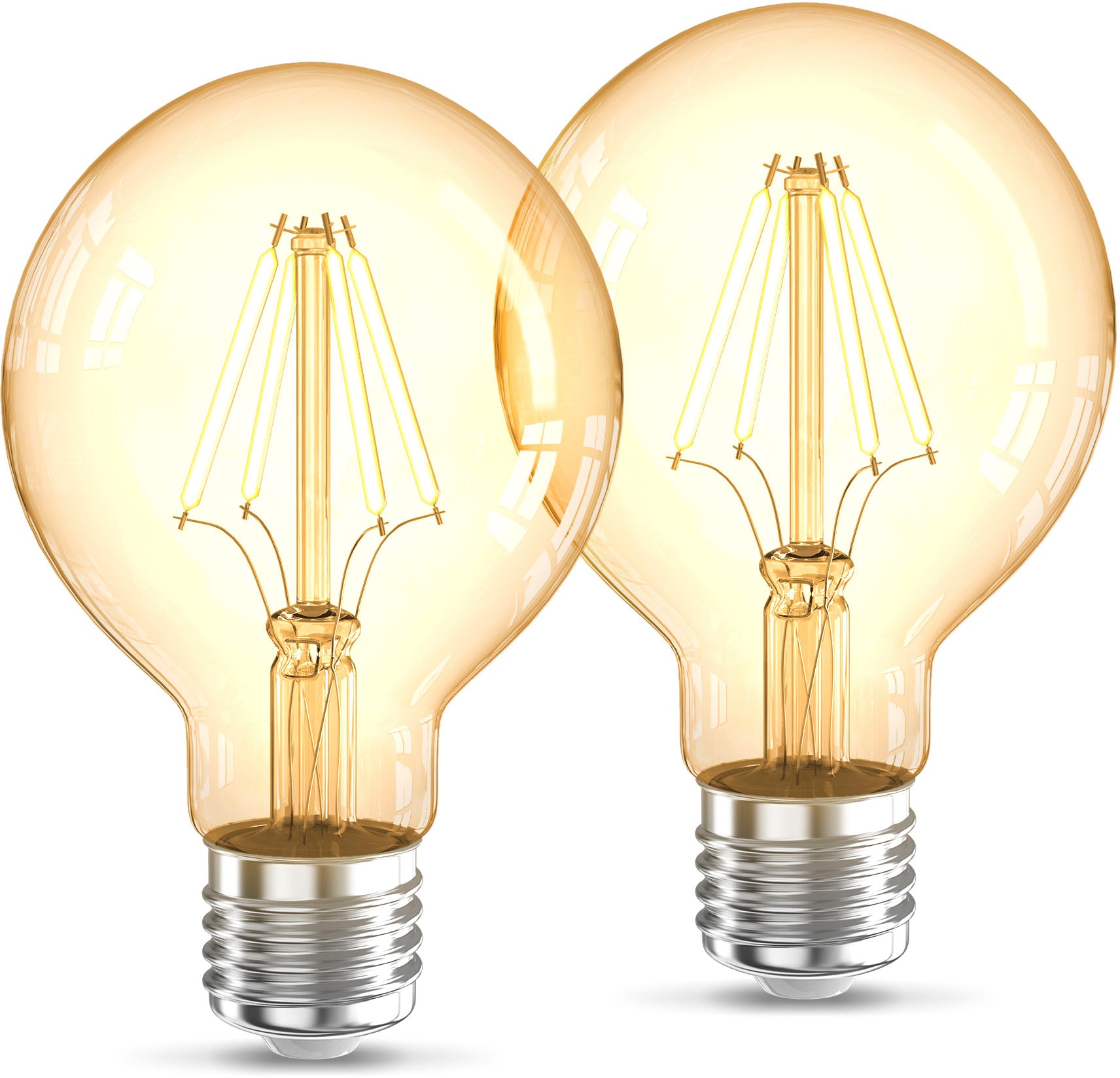 B.K.LICHT LED-Leuchtmittel "BK_LM1400 LED Leuchtmittel 2er Set E27 G80", L:12,6cm Ø:8cm, braun, Leuchtmittel, 2.200 K Edison Vintage Glühbirne