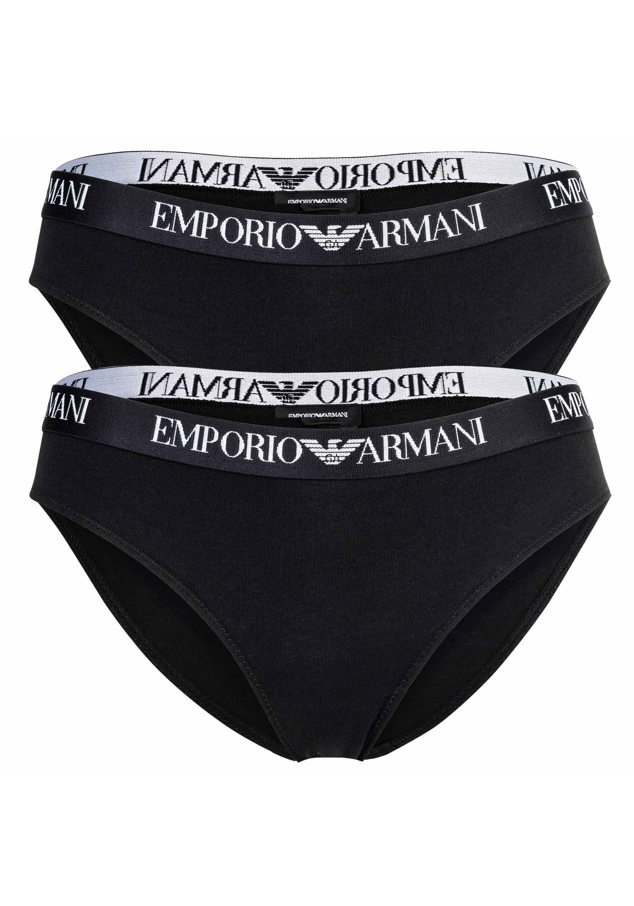 EMPORIO ARMANI Damen Slip "Slip ESSENTIAL COTTON 2er Pack", Gr. XSschwarz, Obermaterial: 95% Baumwolle CO. 5% Elasthan EL., Unterhosen