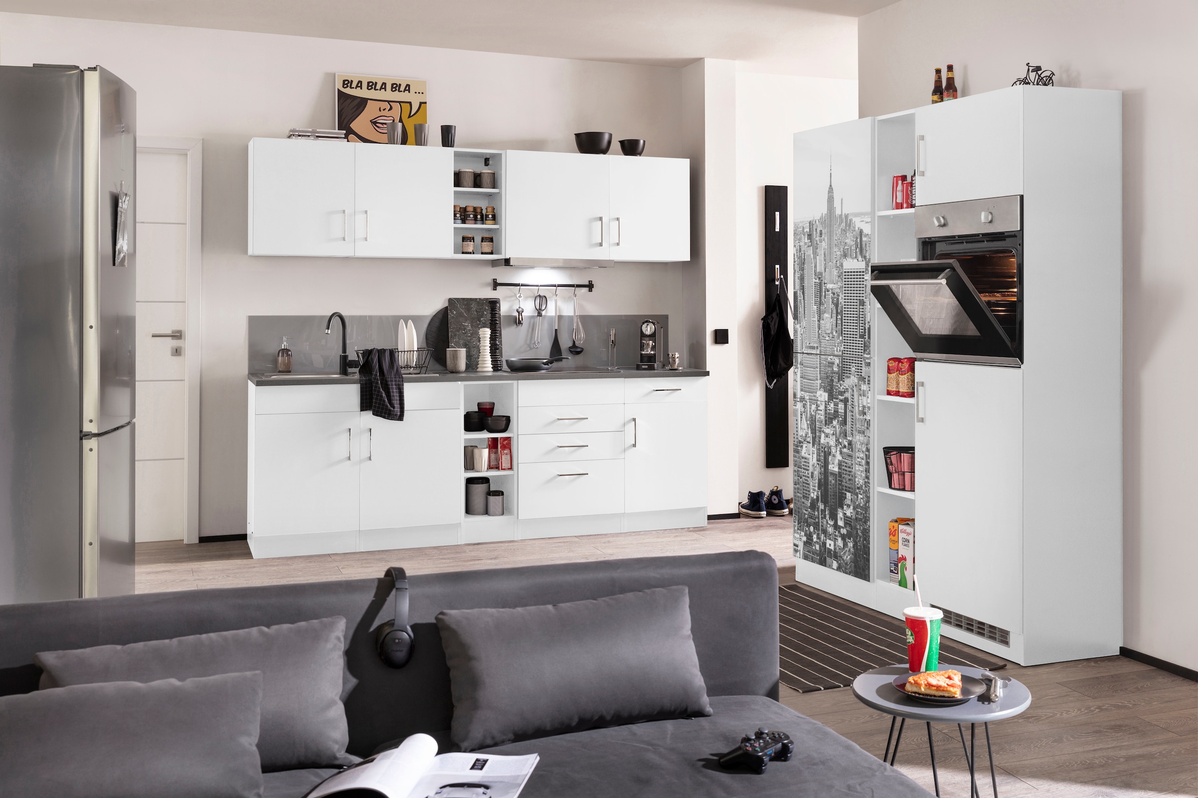 KOCHSTATION Küchenzeile »KS-Paris«, mit E-Geräten, Breite 390 cm