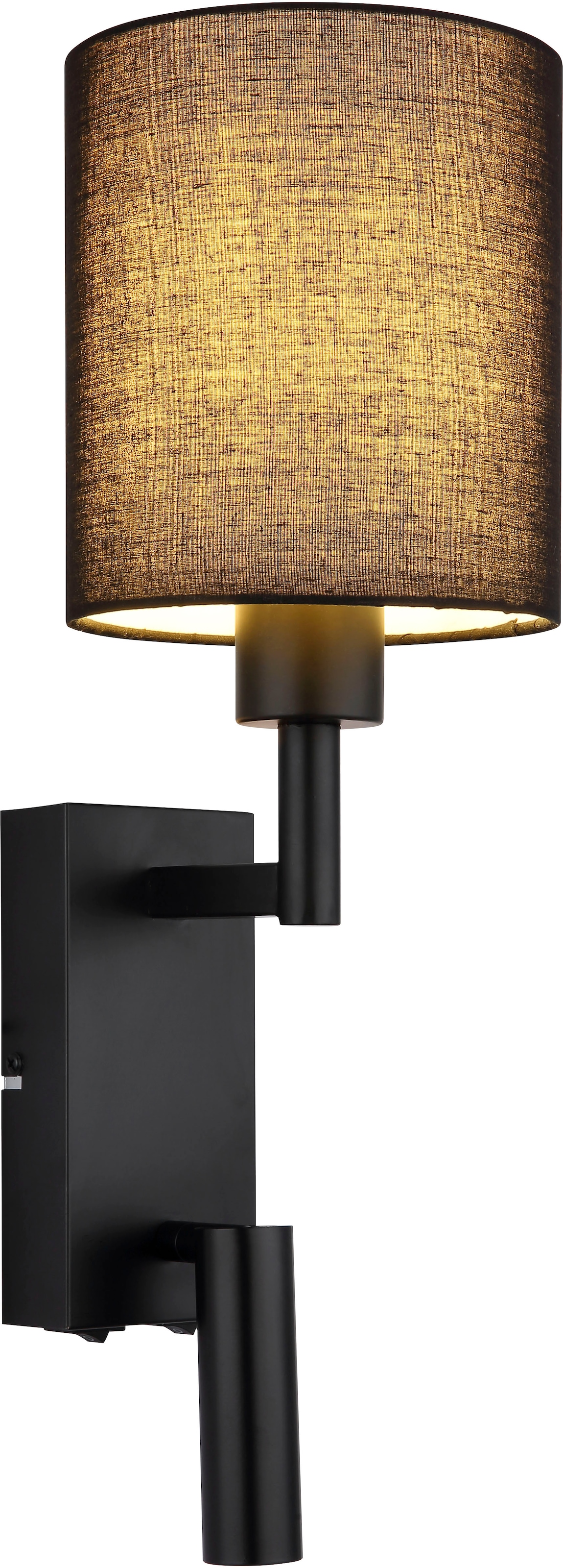 GLOBO LIGHTING Wandleuchte »ZAMORA« E27 1 Stk. Bewegliche Wandleuchte mit Textilschirm und LED