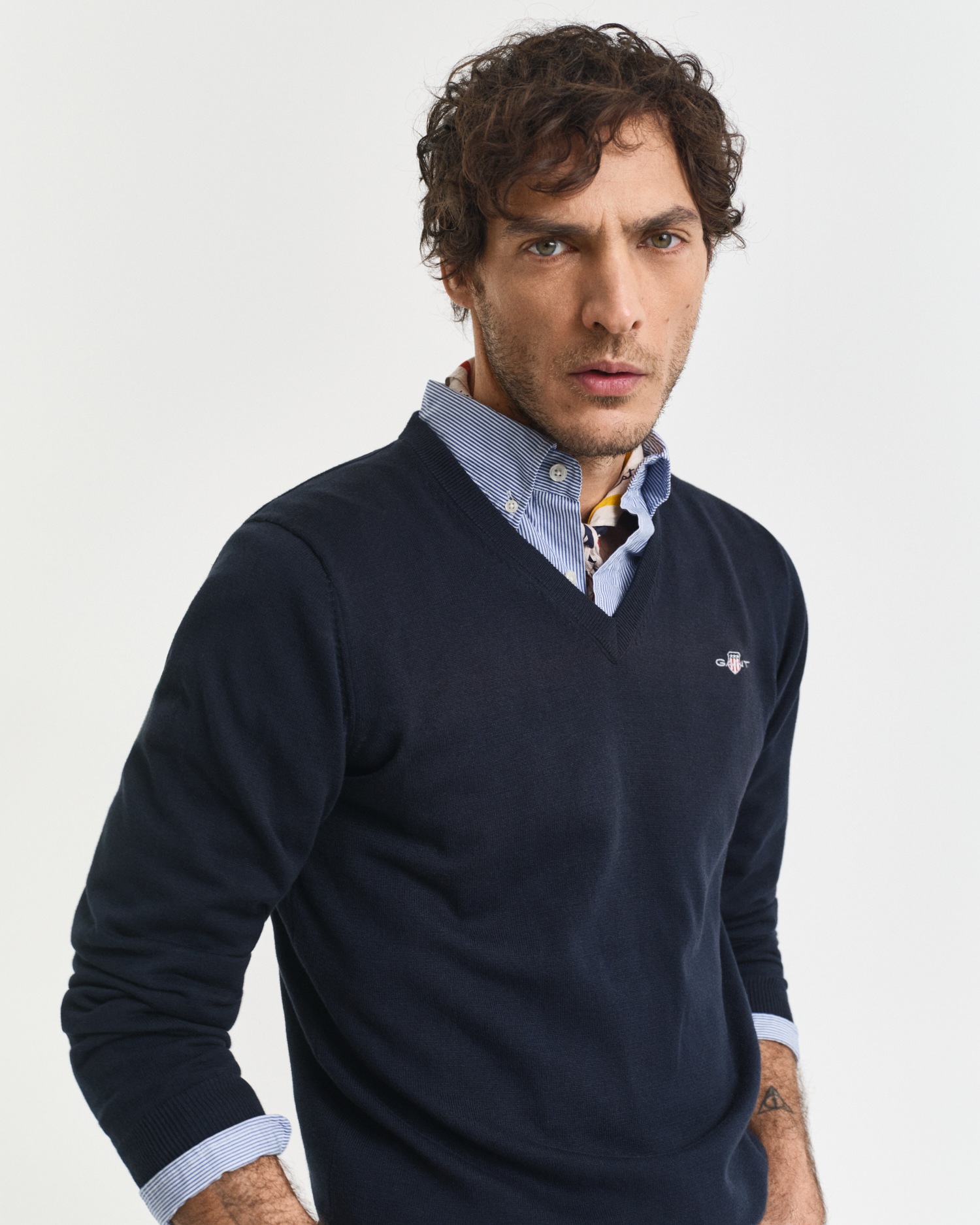 Gant V-Ausschnitt-Pullover »Classic Cotton V-Neck« Premium Strickjersey aus weicher 100% Baumwolle, Übergangspullover