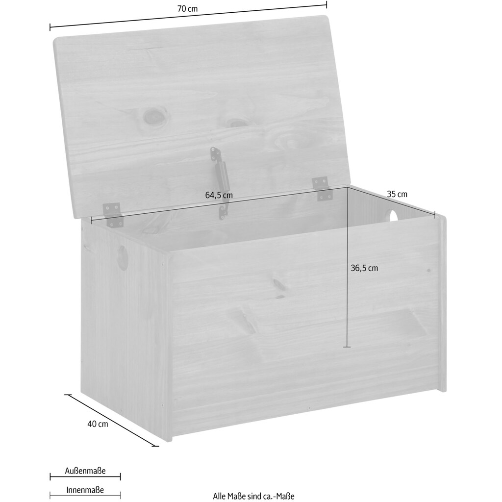 Lüttenhütt Truhe »Alpi«, (1 St.), Kiefernholz, in verschiedenen Farbvarianten erhältlich, Höhe 43 cm