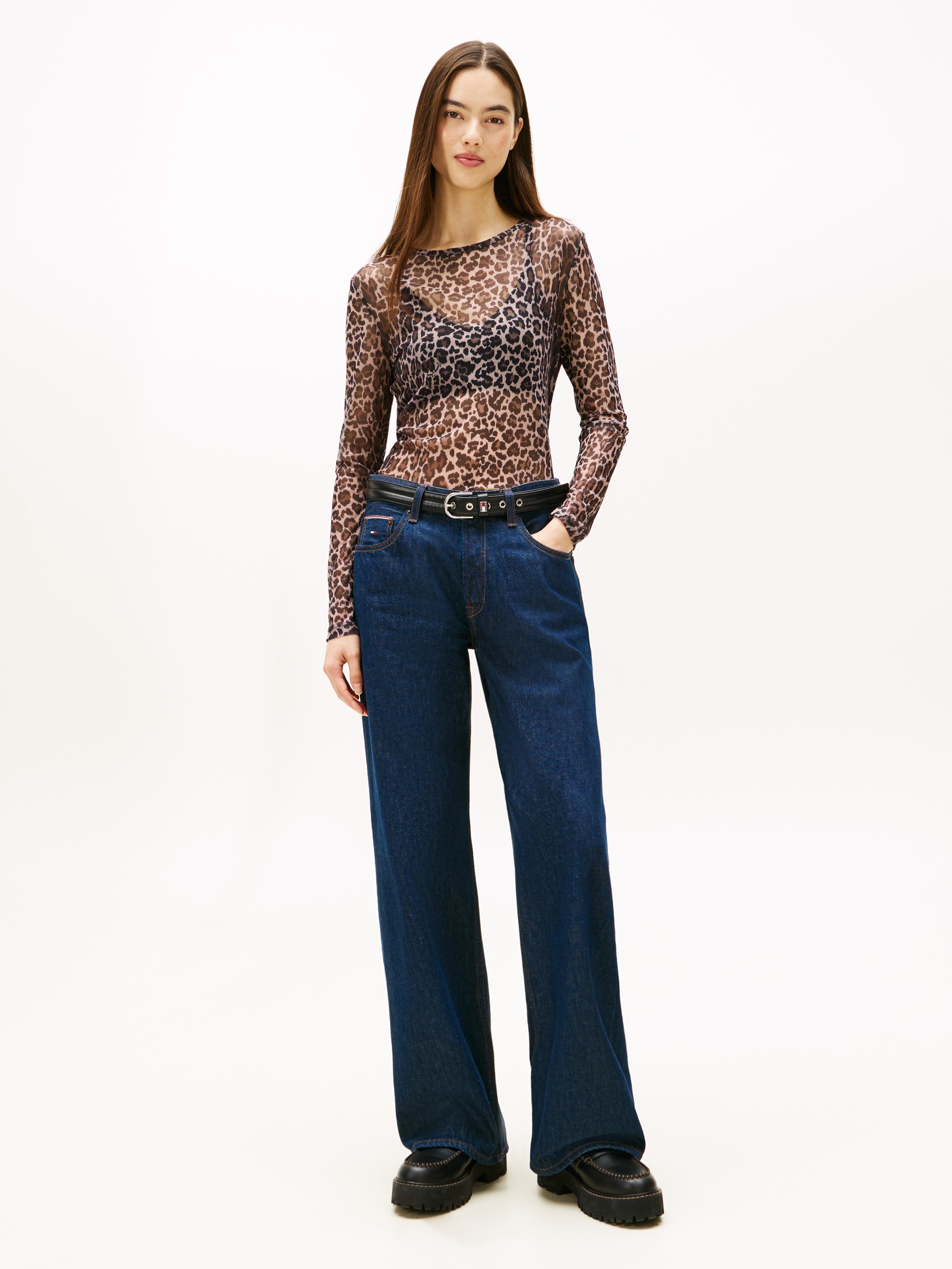 Thumbnail - Tommy Jeans Langarmshirt "TJW SLIM AOP MESH LS TOP EXT"