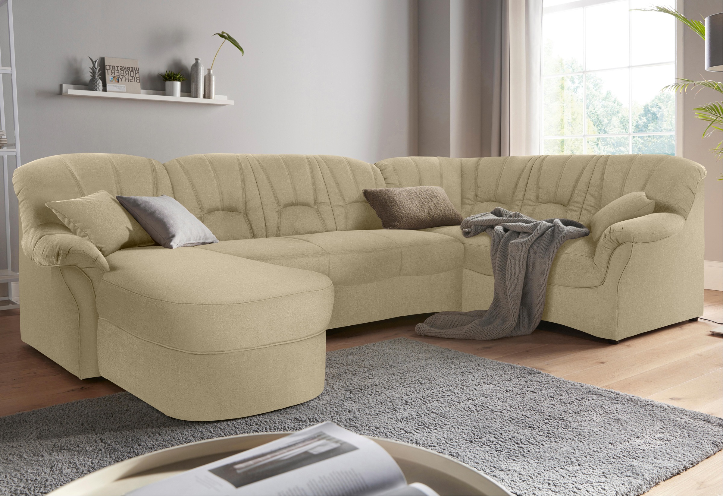 DOMO collection Wohnlandschaft »Bahia Sitzbelastung 140 kg, U-Form«, wahlweise mit Bettfunktion
