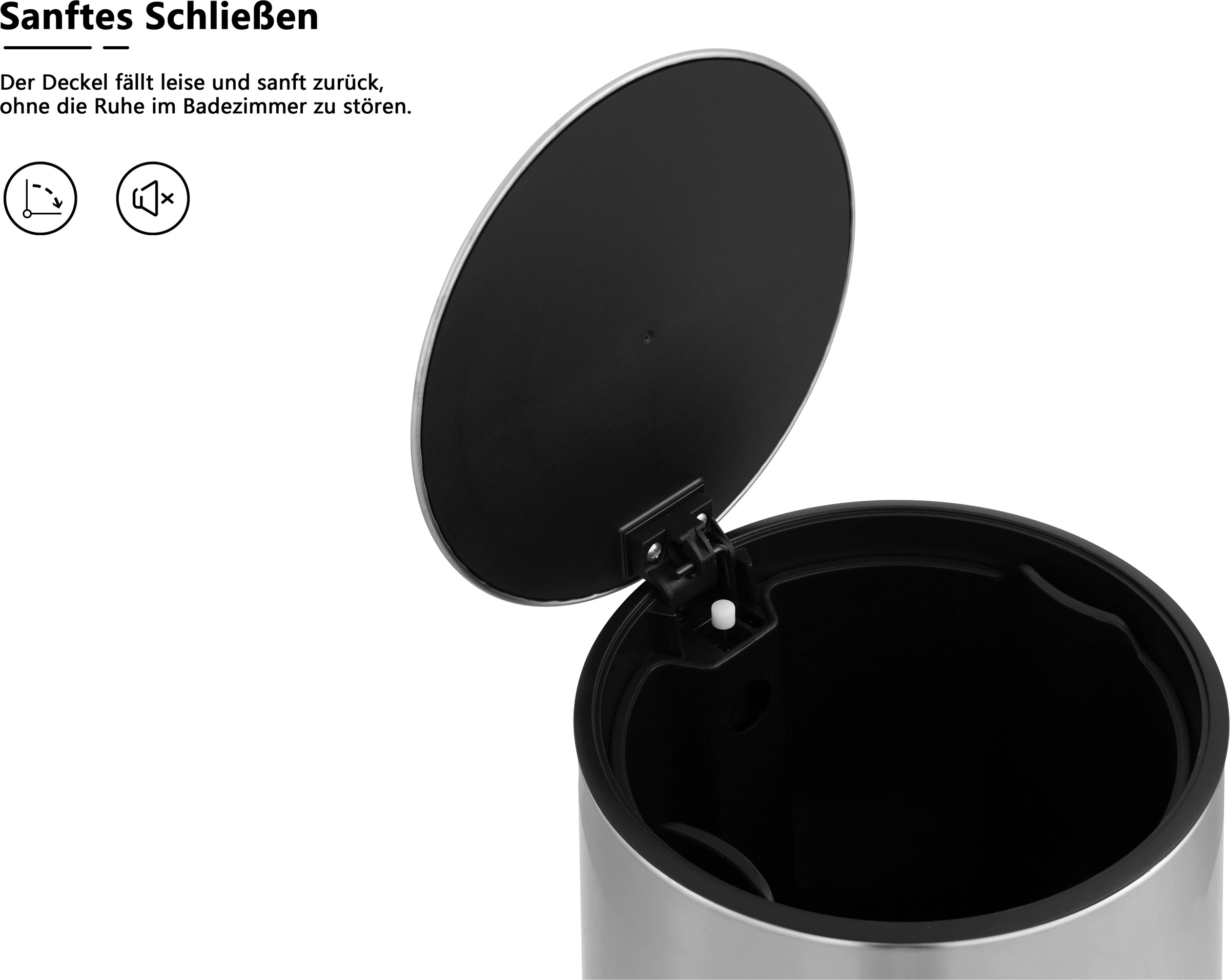OTTO home Mülleimer »Lennu, mit verzögertem Schließmechanismus und verstecktem Griff« 1 Behälter moderner Treteimer für Küche oder Bad, Abfalleimer mit Deckel