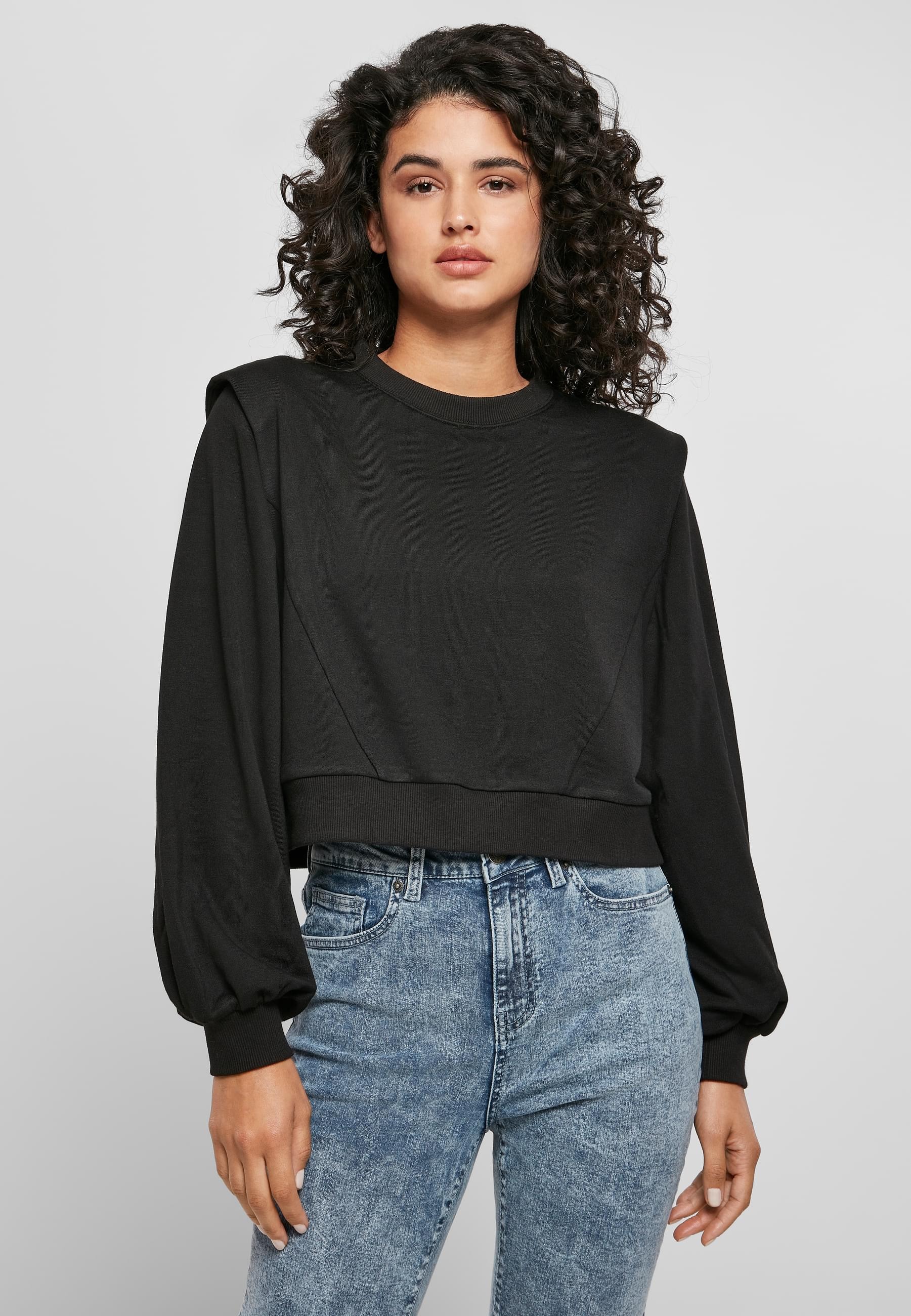 URBAN CLASSICS Sweatshirt »Urban Classics Damen Ladies Padded Shoulder Modal Terry Crewneck«, (1 tlg.)